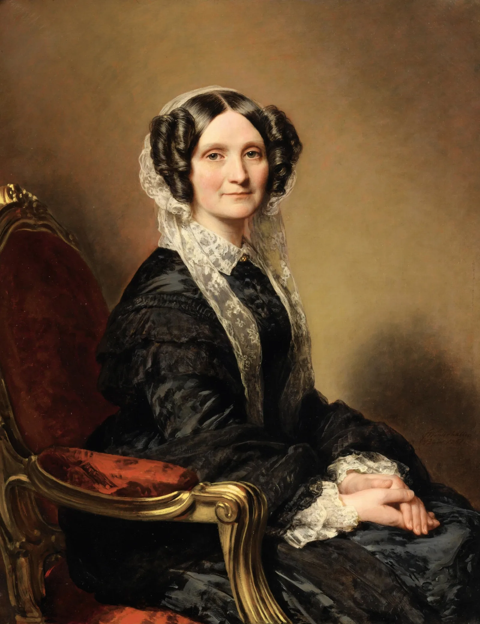 Portrait De Madame Francois Marie Delessert Wall Art by Franz Xaver Winterhalter - Canvas Print