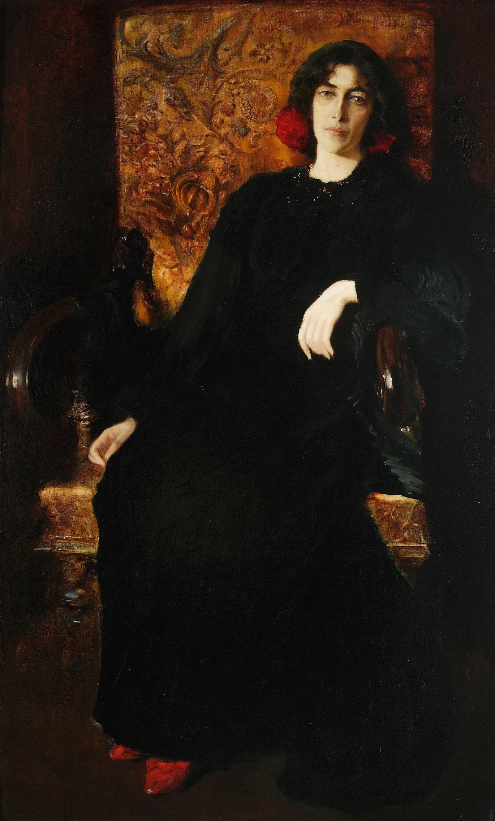 Portrait Of Julia Stabrowska Nee Janiszewska Artists Wife Wall Art by Kazimierz Stabrowski - Canvas Print