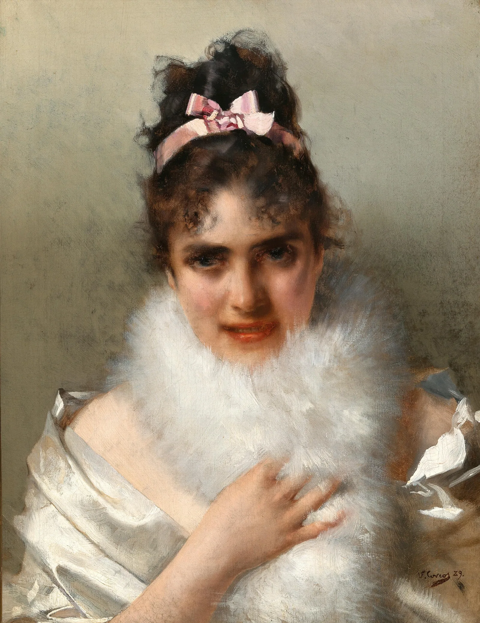 Portrait Of A Young Lady 37 Wall Art by Vittorio Matteo Corcos - Canvas Print
