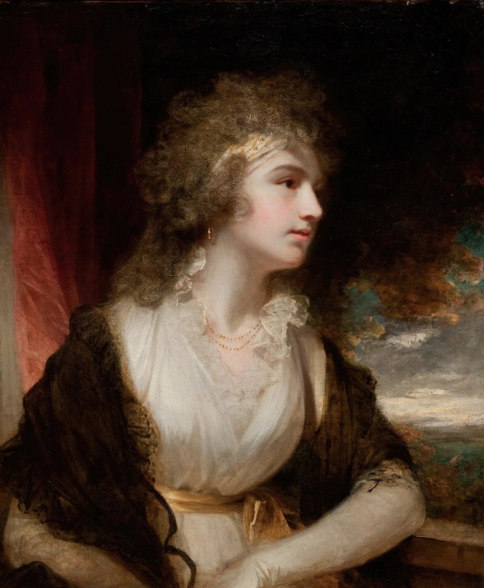 Portrait Of A Lady Possibly Mrs Charles Greeley Wall Art by John Hoppner - Canvas Print