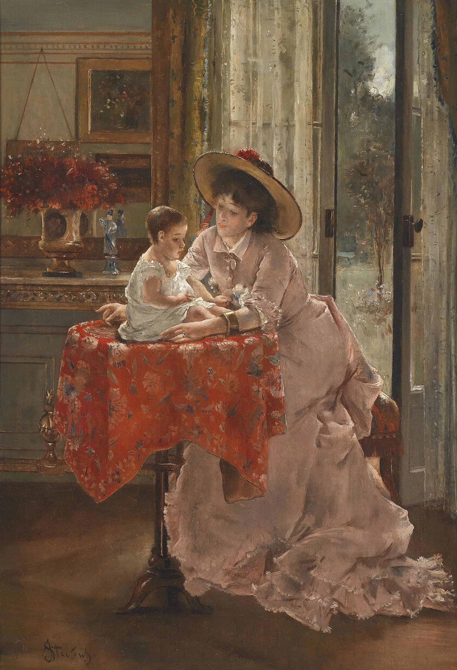 Die Gluckliche Mutter Wall Art by Alfred Stevens - Canvas Print
