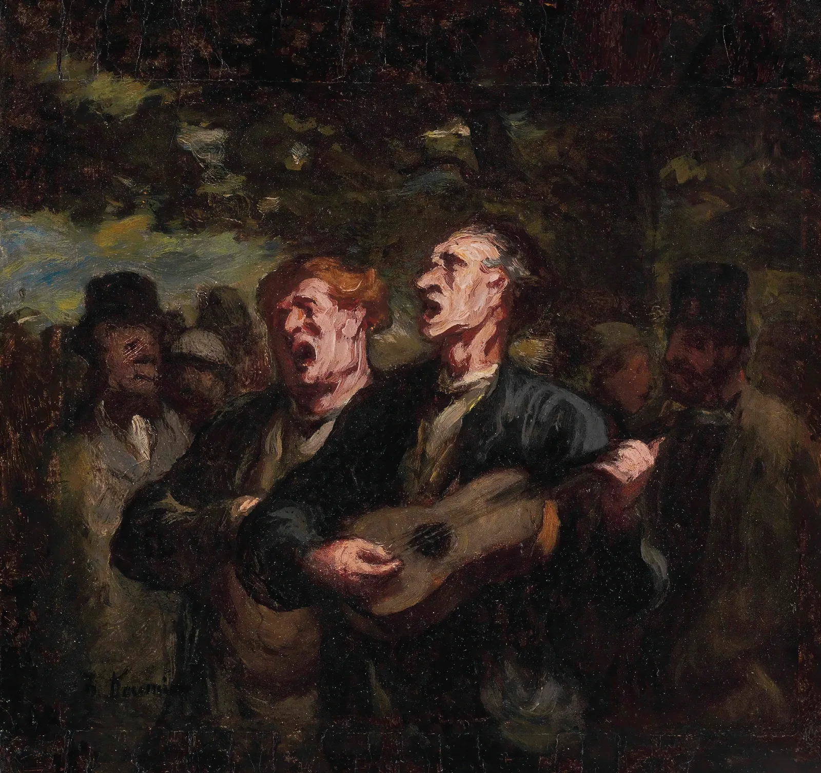 Chanteurs Ambulants Buskers Wall Art by Honoré Daumier - Canvas Print