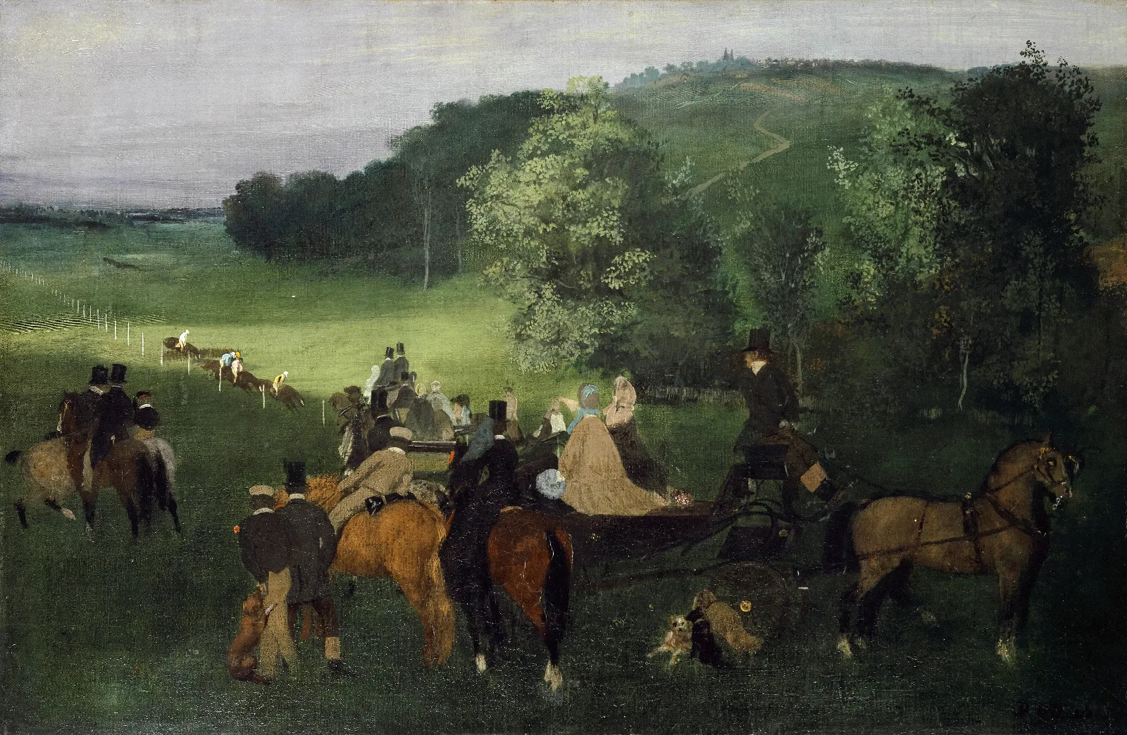 On The Racecourse The Race Wall Art by Edgar Degas - Canvas Print