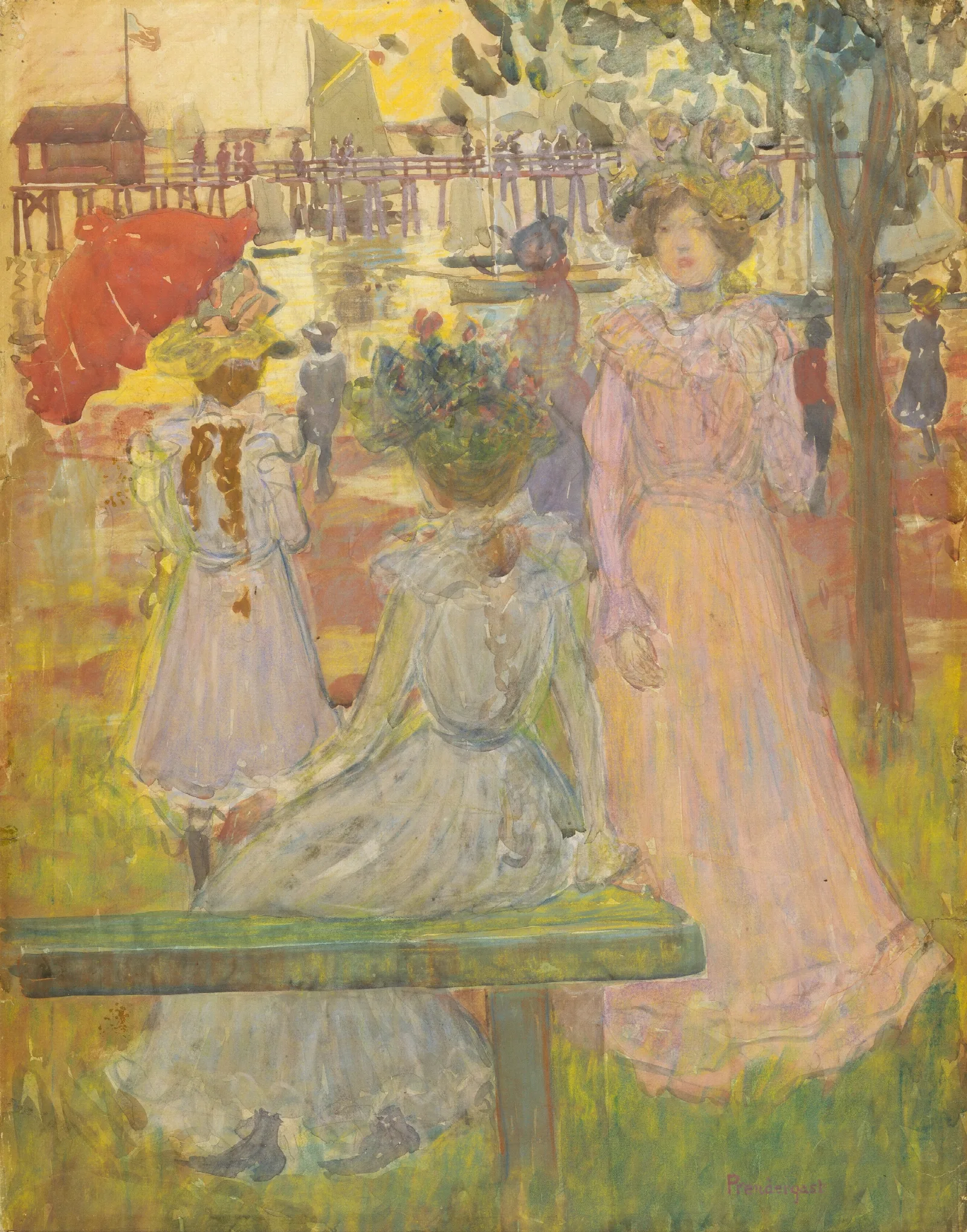 Late Afternoon Summer 3 Wall Art by Maurice Prendergast - Canvas Print