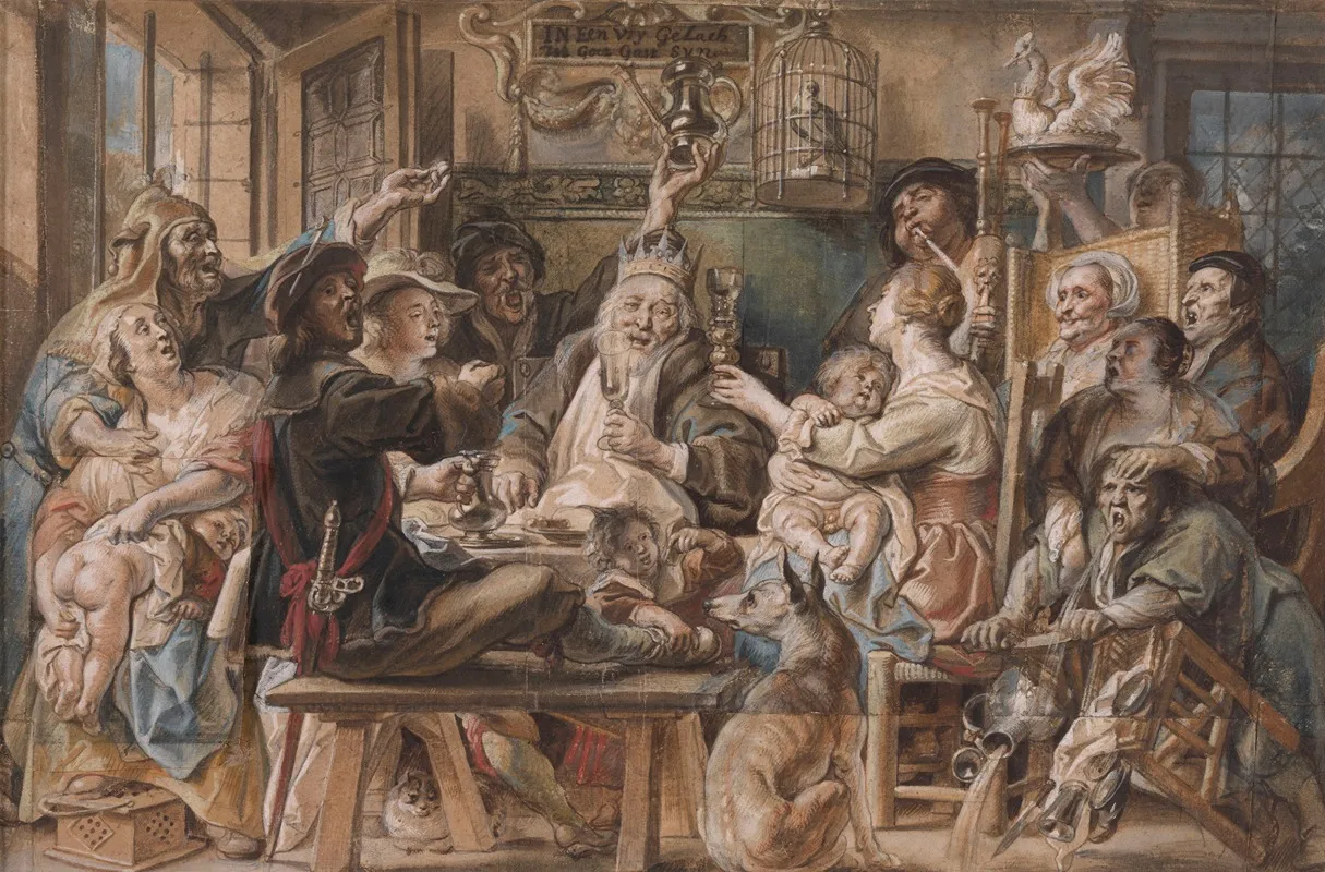 The King Drinks 2 Wall Art by Jacob Jordaens - Canvas Print