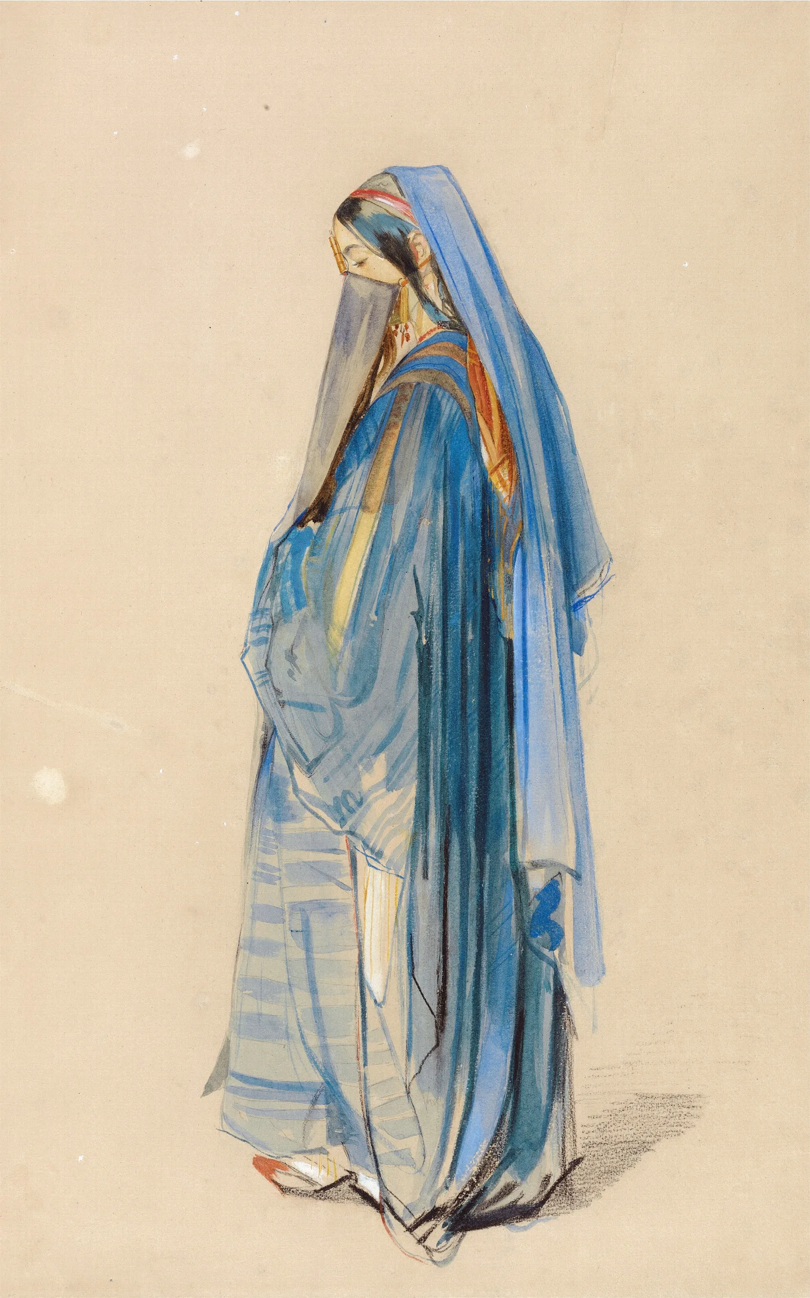 A Young Turkish Woman Wall Art by John Frederick Lewis - Canvas Print