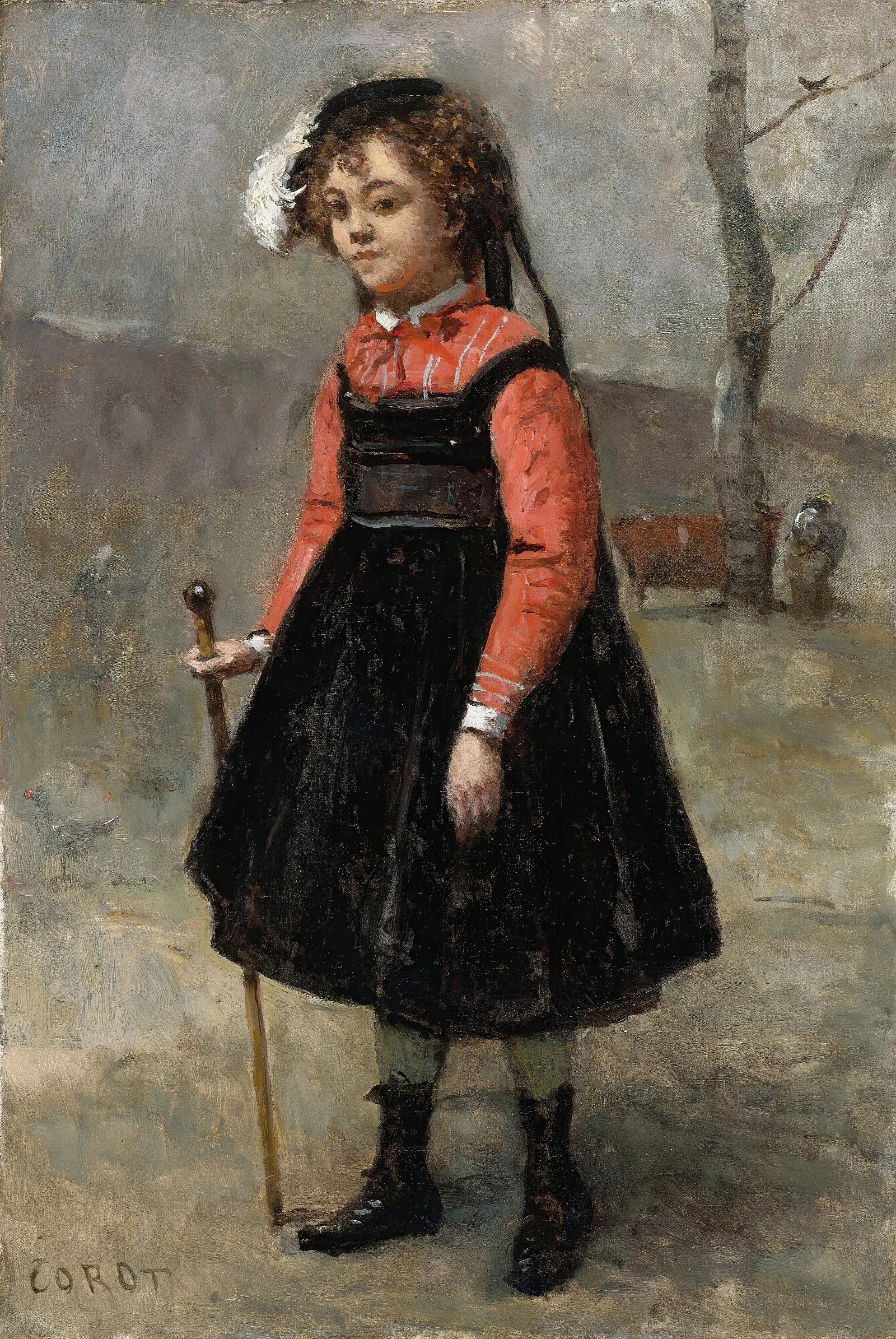 La Petite Pie Wall Art by Jean-Baptiste-Camille Corot - Canvas Print