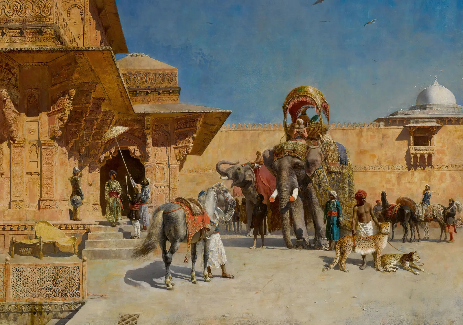 Departure For The Hunt Wall Art by Edwin Lord Weeks - Canvas Print