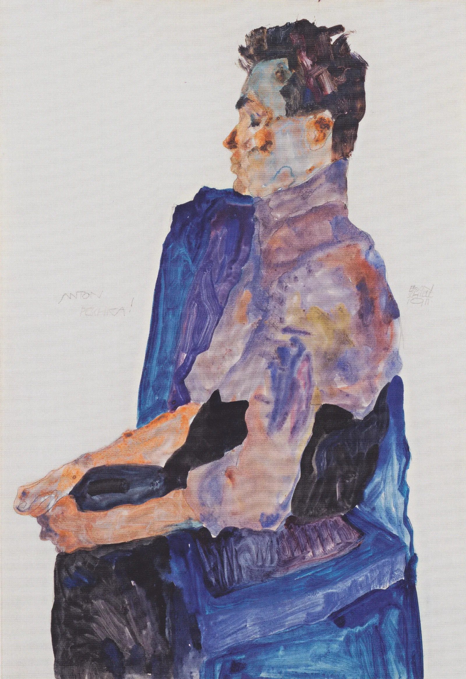 Portrait Of Anton Peschka Wall Art by Egon Schiele - Canvas Print