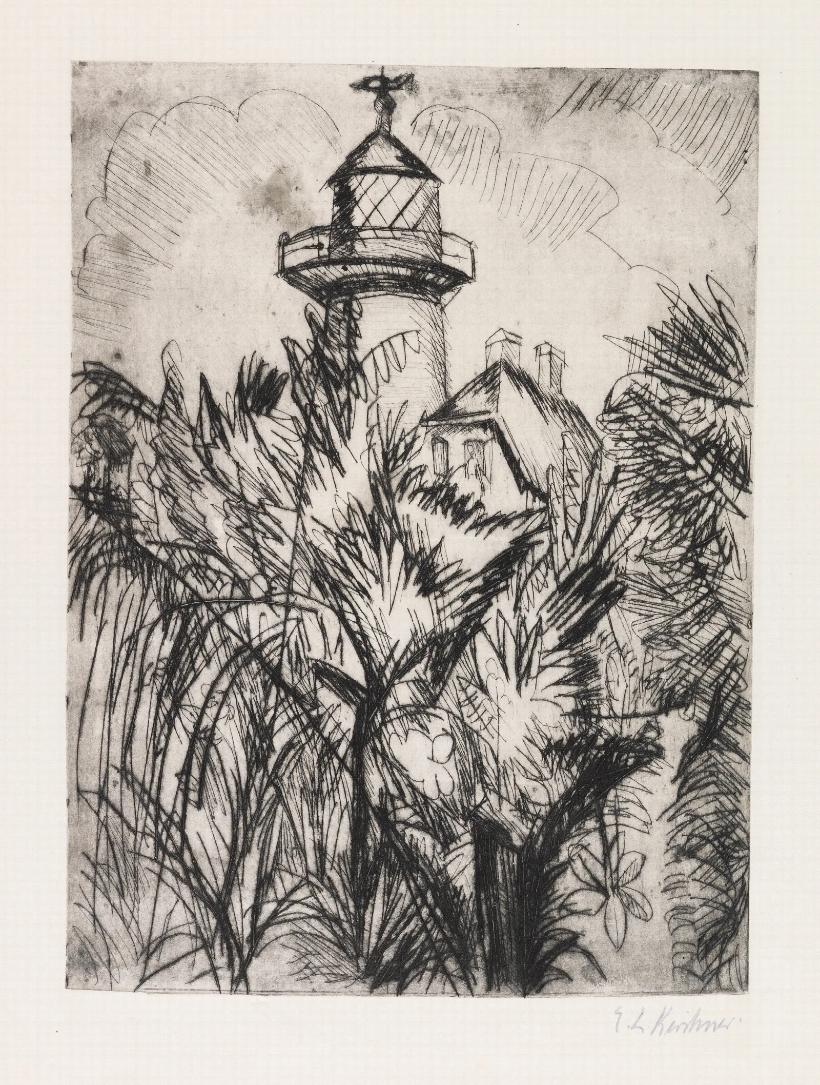 Leuchtturm Im Grunen Fehmarn Wall Art by Ernst Ludwig Kirchner - Canvas Print