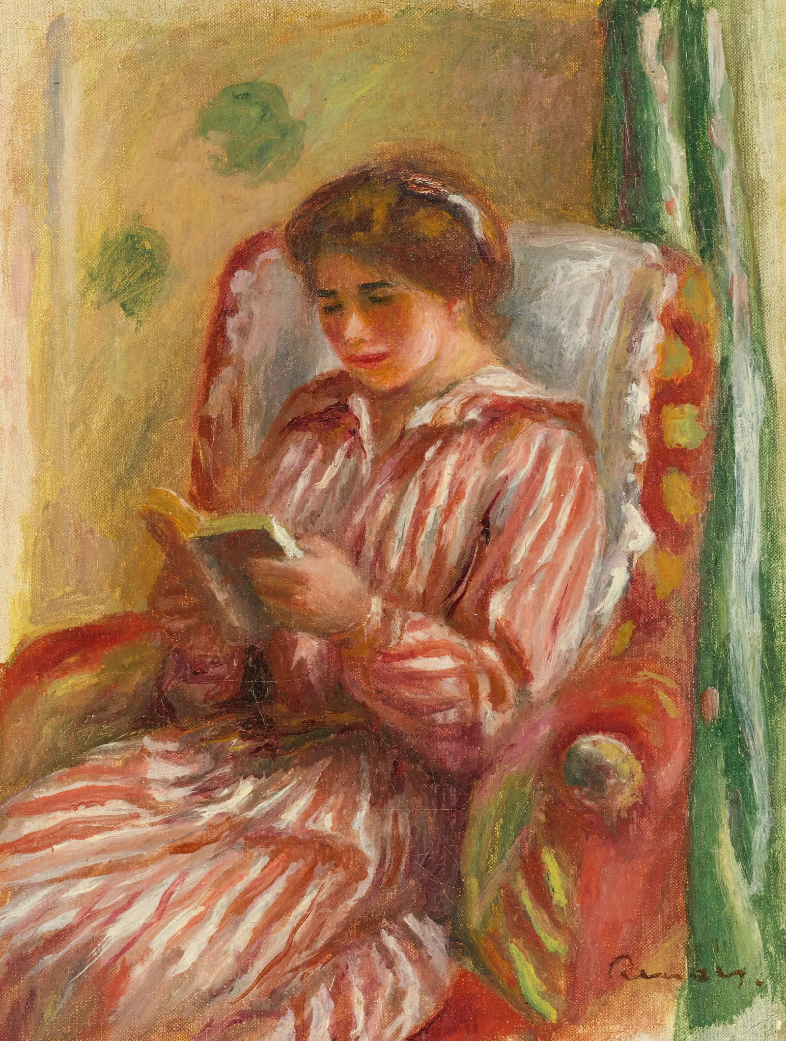 Gabrielle Lisant Wall Art by Pierre-Auguste Renoir - Canvas Print