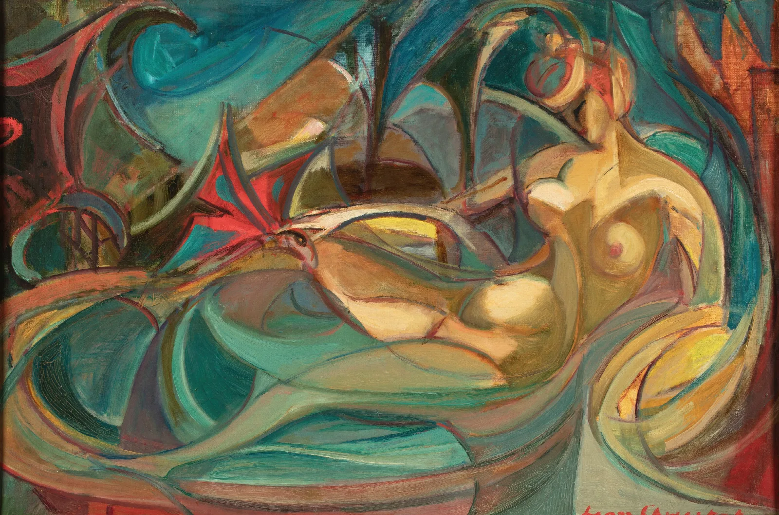 Nude Woman Butterflies Wall Art by Leon Chwistek - Canvas Print