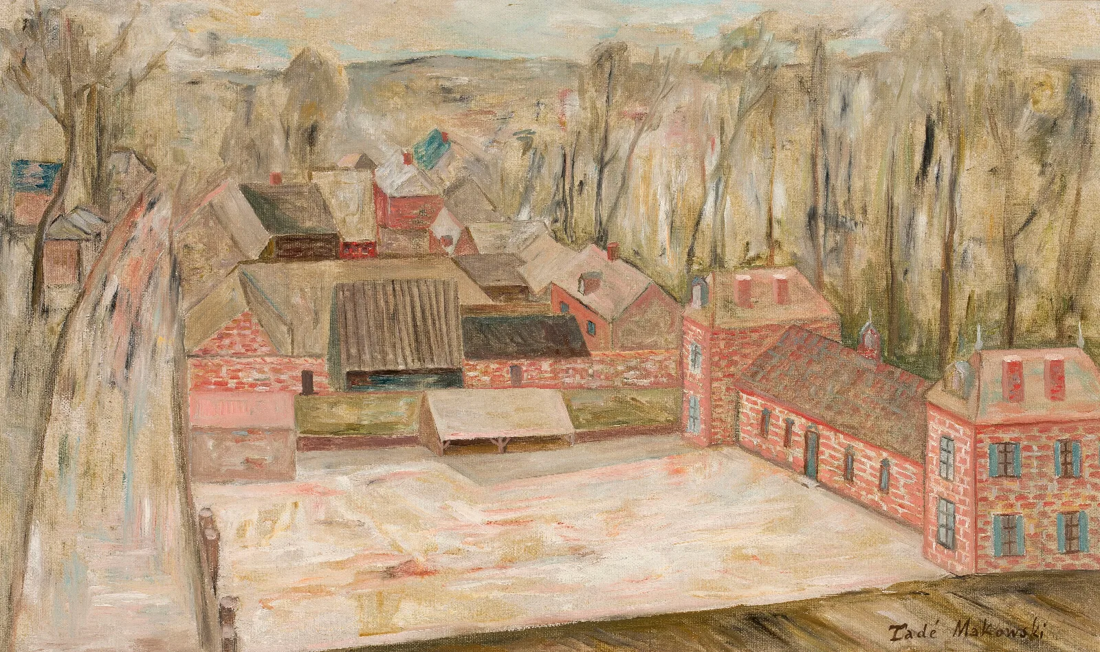 View Of A Small Town In The Mountains Le Puy Wall Art by Tadeusz Makowski - Canvas Print