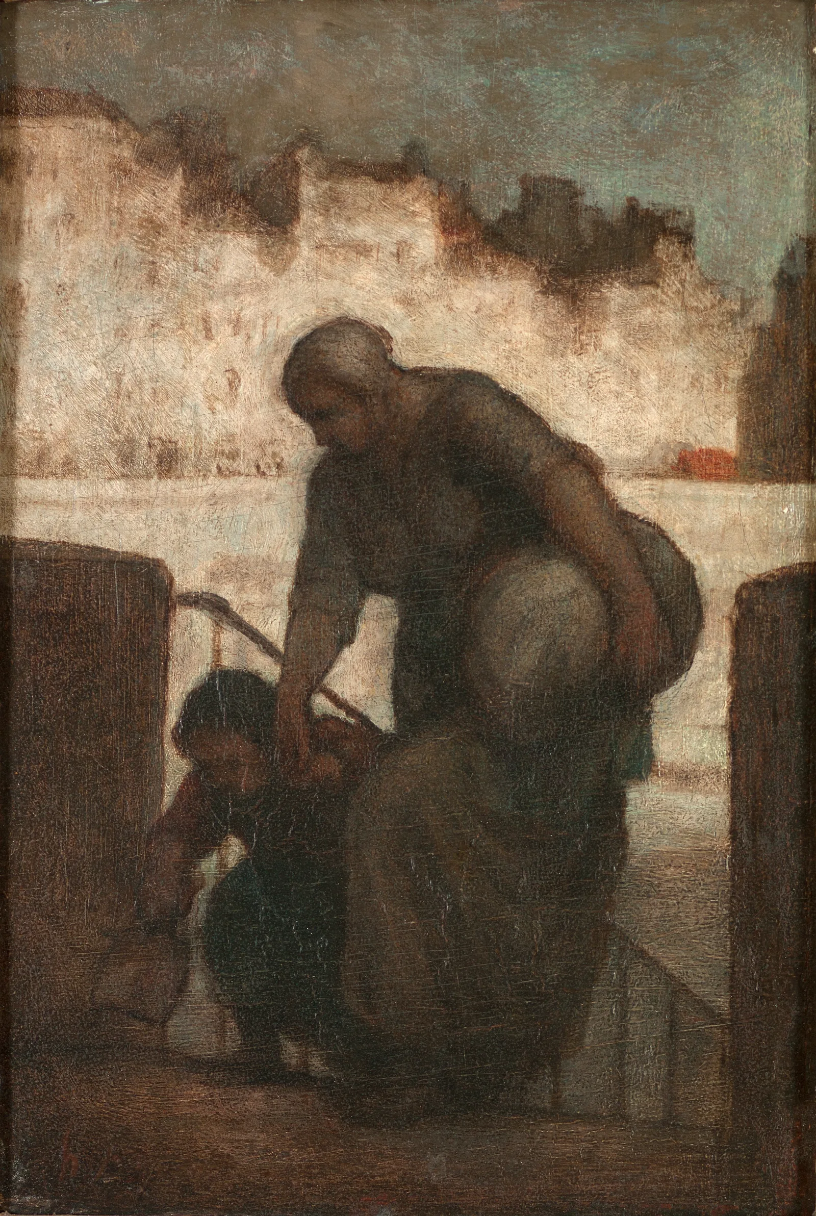 Une Laveuse Au Quai Danjou Laundress On The Quai Danjou Wall Art by Honoré Daumier - Canvas Print