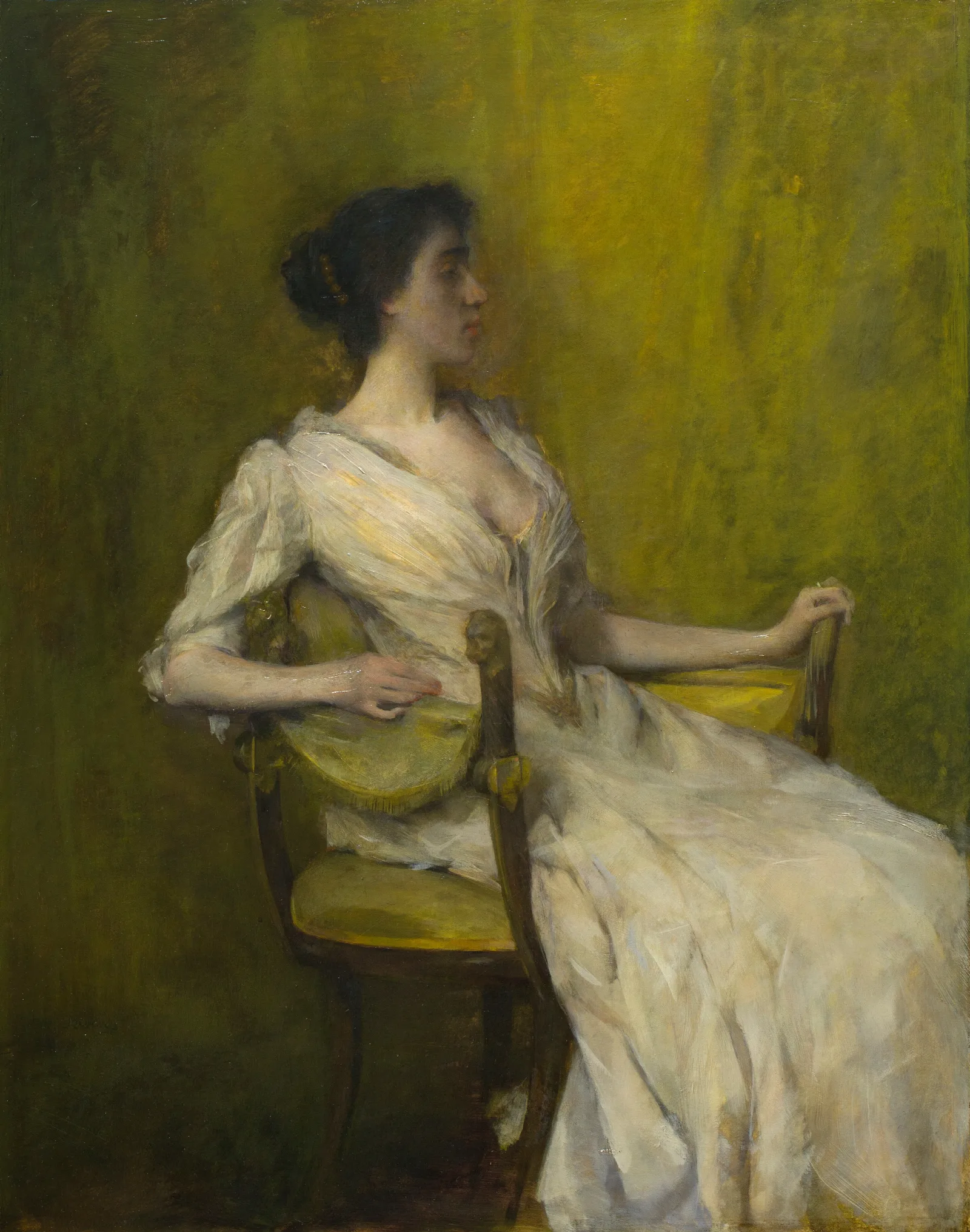 Lady In White Wall Art by Thomas Wilmer Dewing - Canvas Print