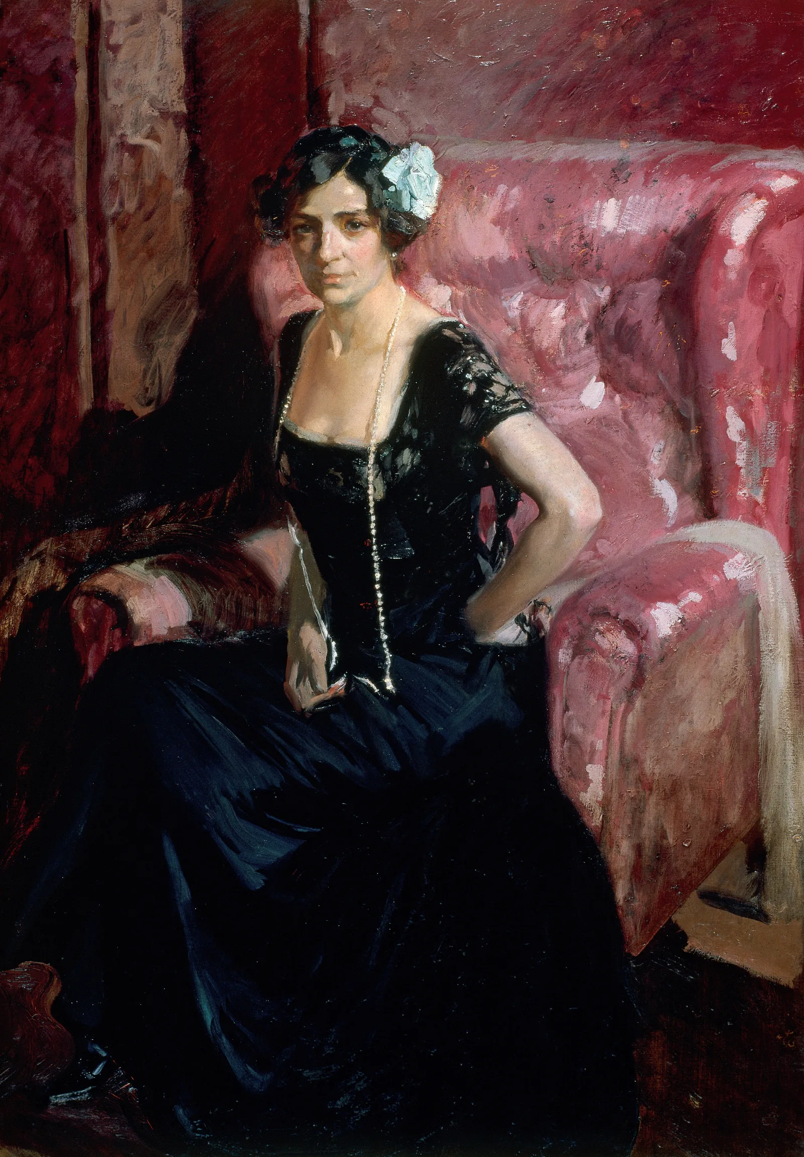 Clotilde In Evening Dress Wall Art by Joaquín Sorolla - Canvas Print