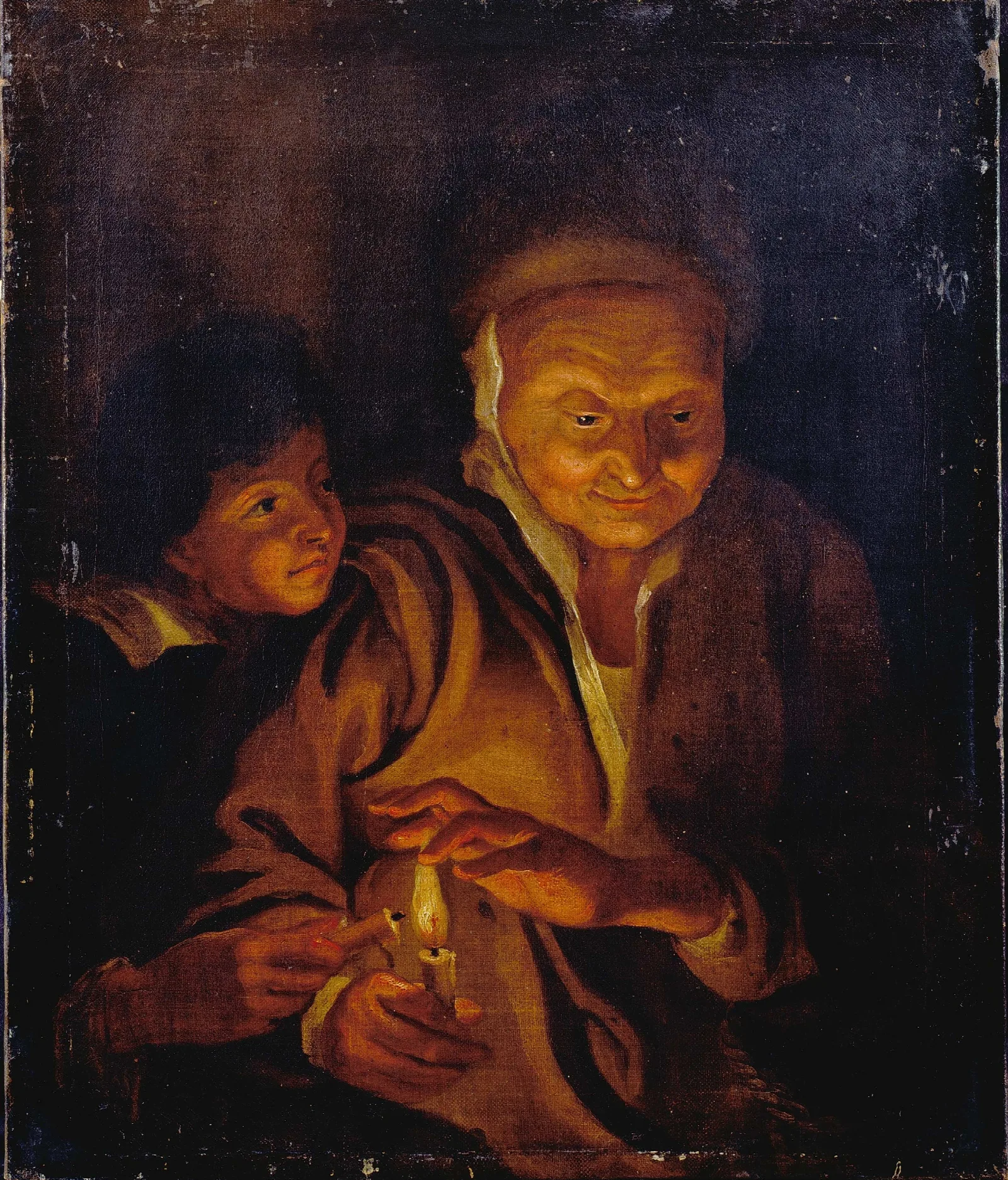 A Boy Lighting A Candle From One Held By An Old Woman Wall Art by Peter Paul Rubens - Canvas Print