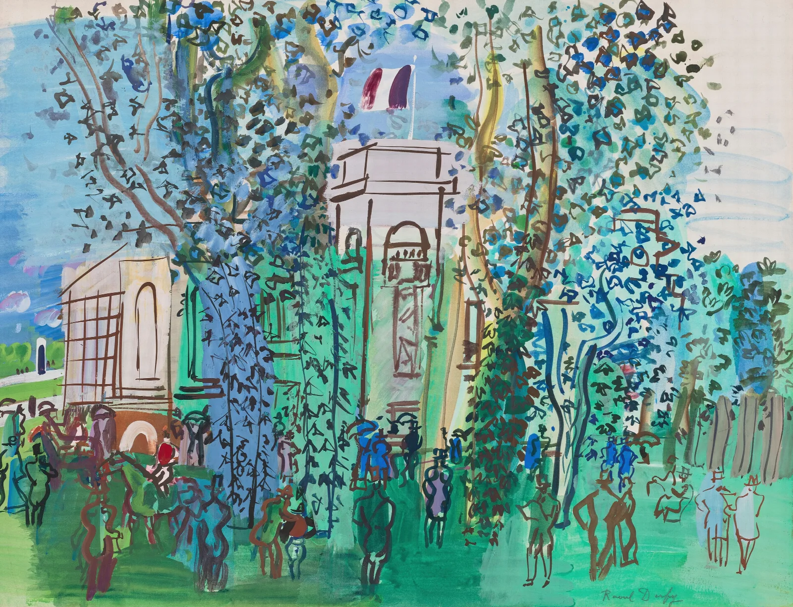 Le Pesage A Deauville Wall Art by Raoul Dufy - Canvas Print