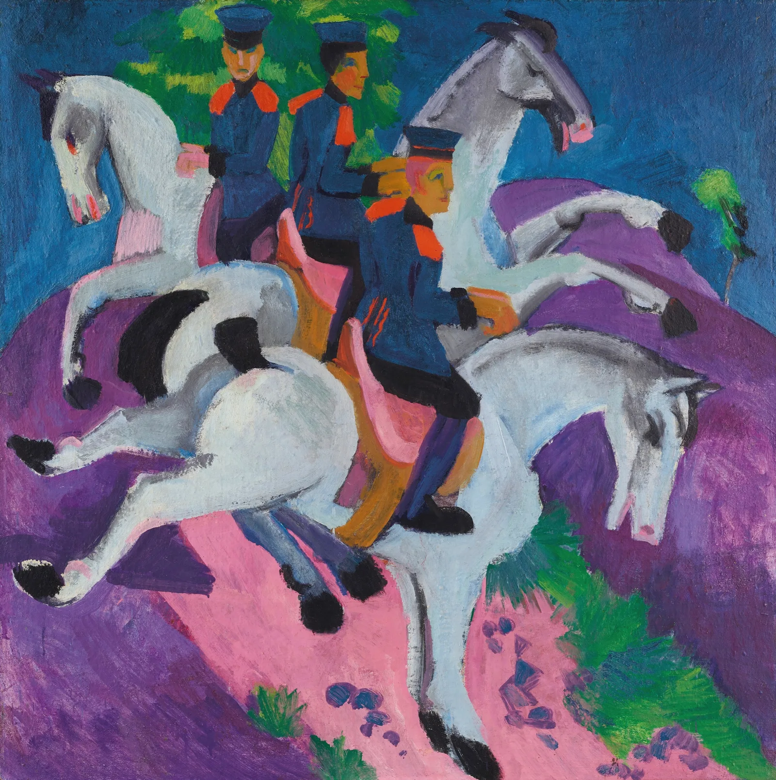 Reitende Artilleristen Wall Art by Ernst Ludwig Kirchner - Canvas Print