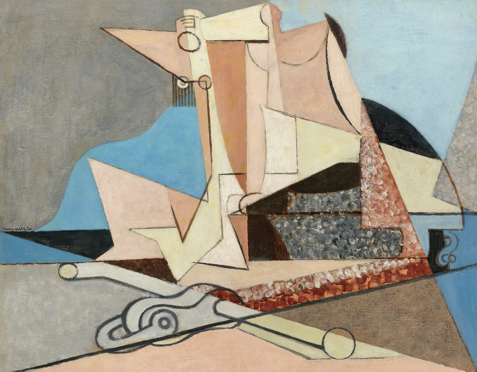 Figures Et Ancre Marine Wall Art by Louis Marcoussis - Canvas Print
