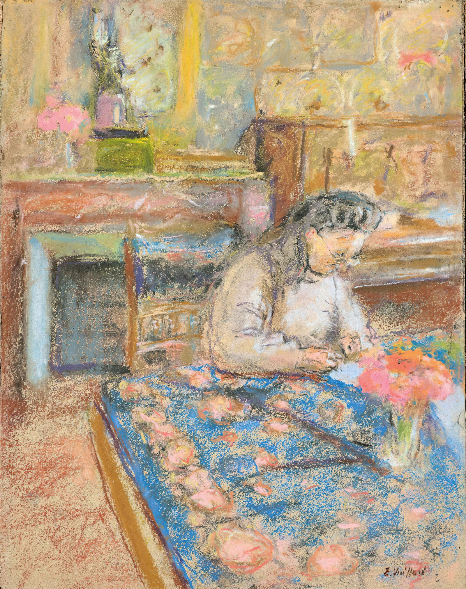 Madame Vuillard Ecrivant Vaucresson Wall Art by Édouard Vuillard - Canvas Print