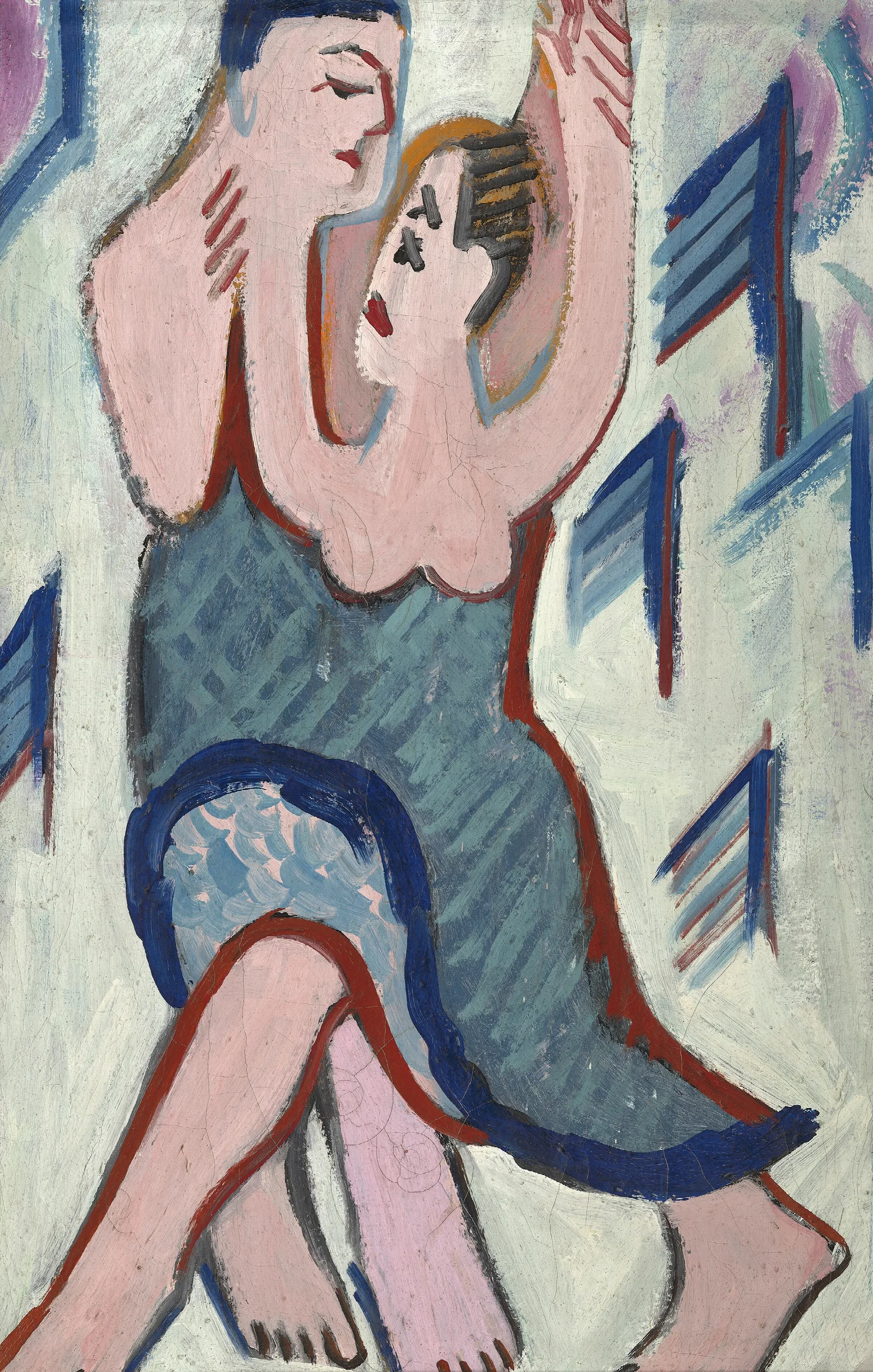 Dancing Couple In The Snow Reverse Wall Art by Ernst Ludwig Kirchner - Canvas Print