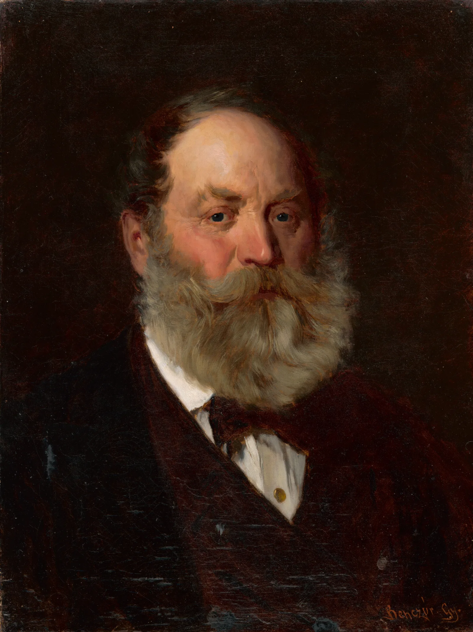 Portrait Of The Artists Father Wall Art by Gyula Benczúr - Canvas Print