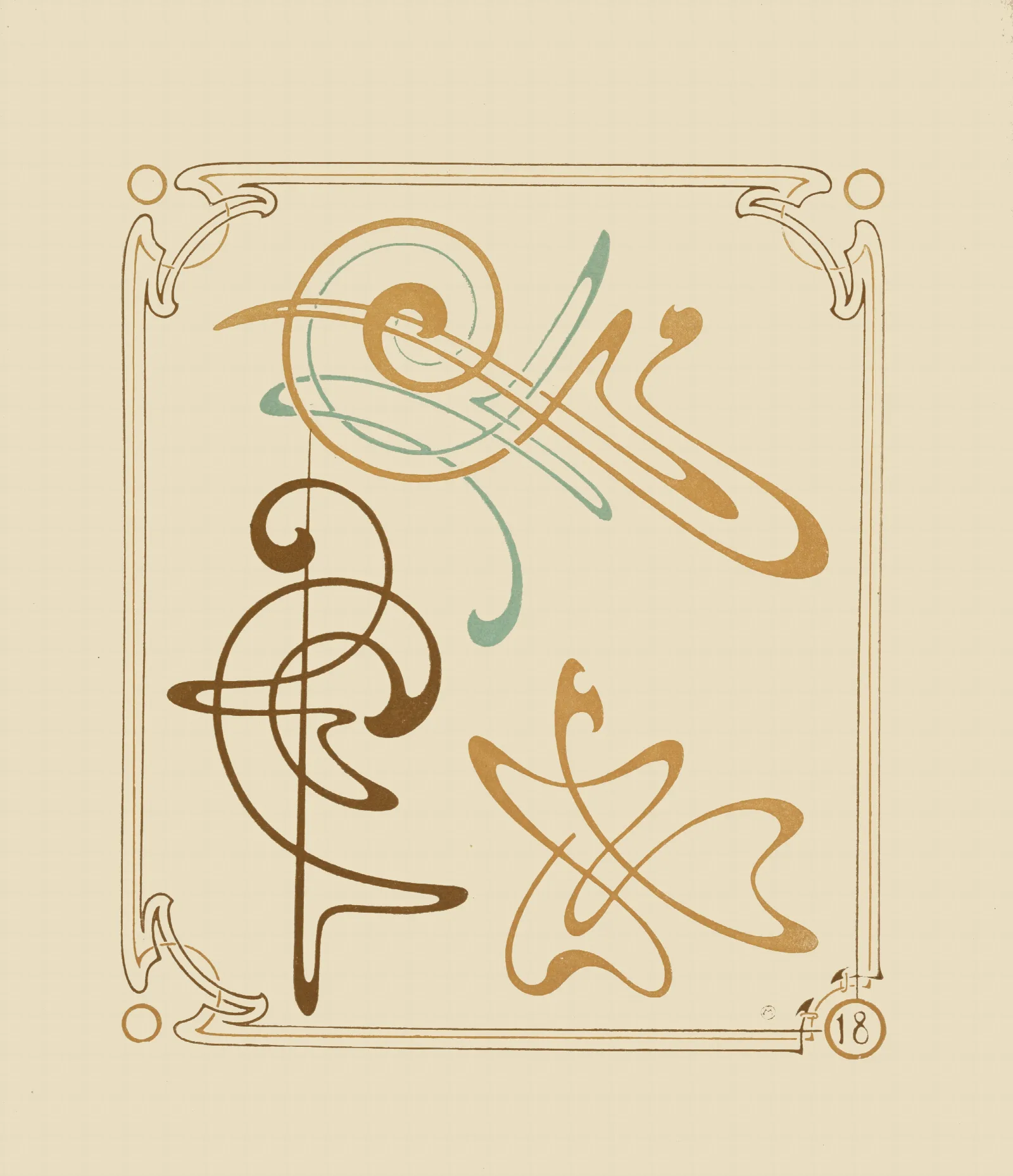 Abstract Design Based On Arabesques 2 Wall Art by Alphonse Mucha - Canvas Print