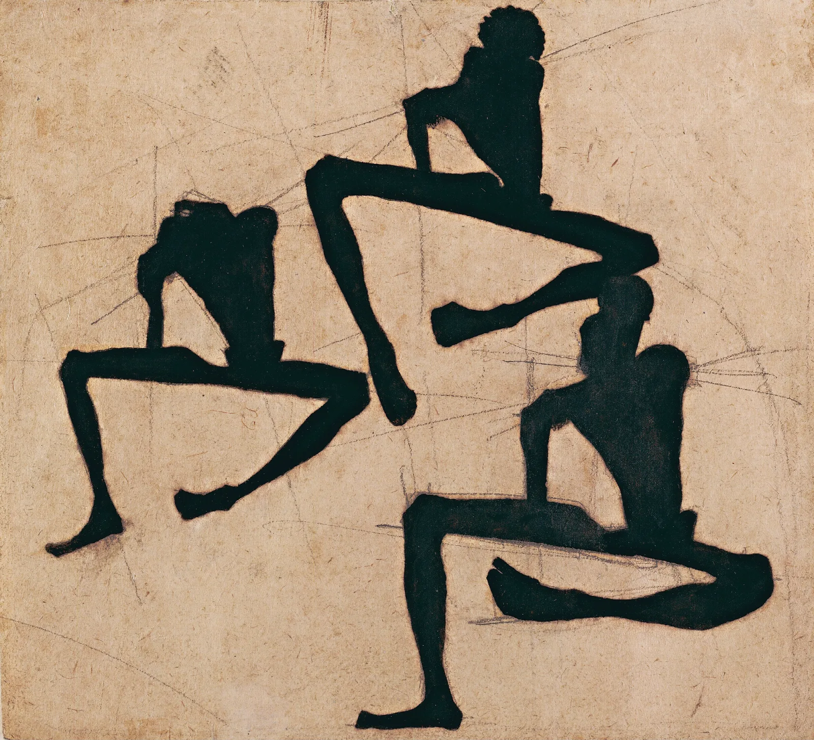 Composition With Three Male Nudes Wall Art by Egon Schiele - Canvas Print