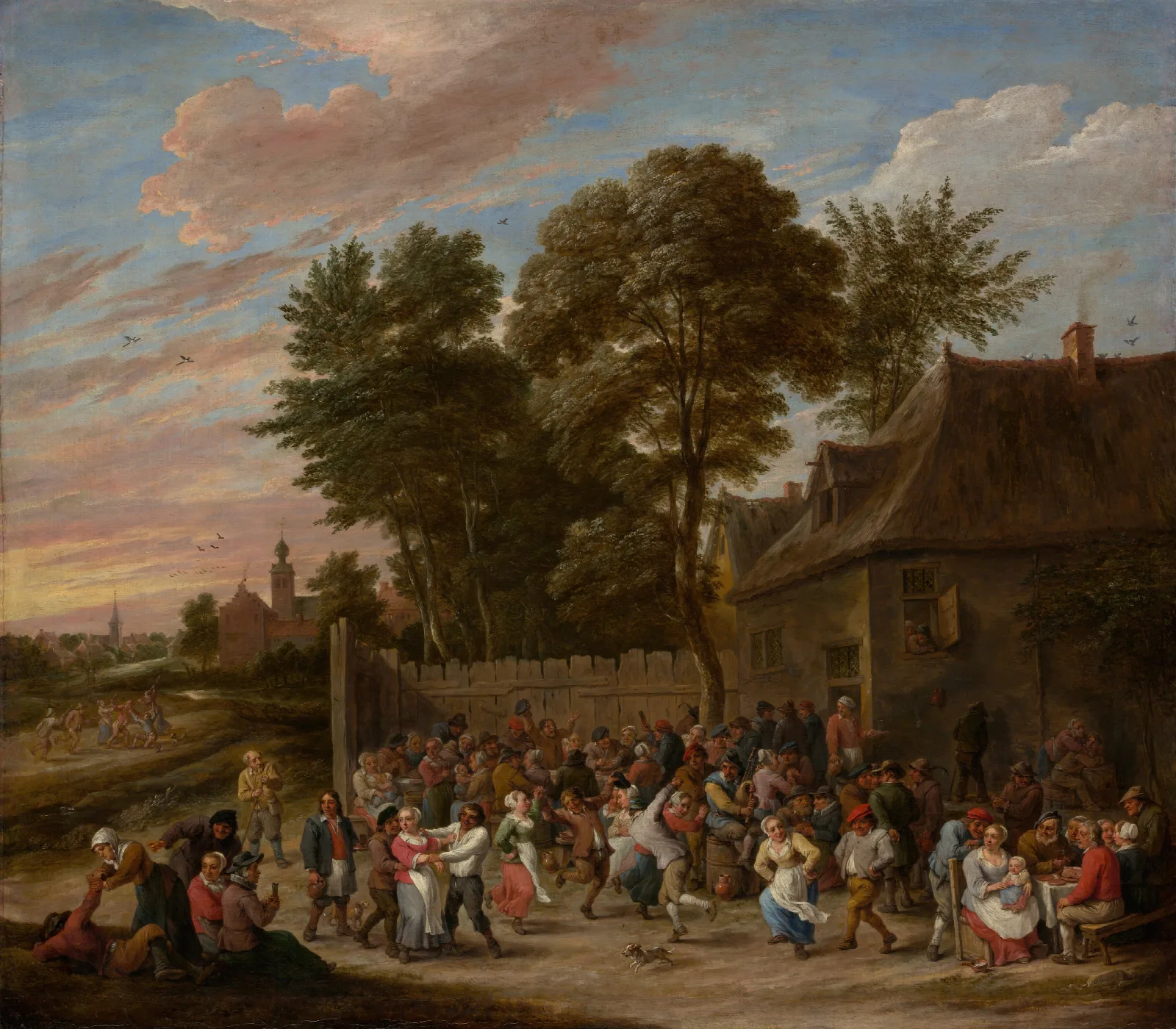 Peasants Dancing And Feasting Wall Art by David Teniers The Younger - Canvas Print