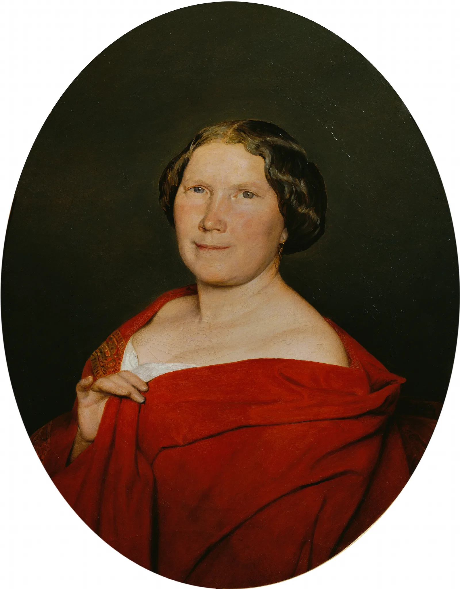 Frau Mit Lachsrotem Umhang Wall Art by Ferdinand Georg Waldmüller - Canvas Print