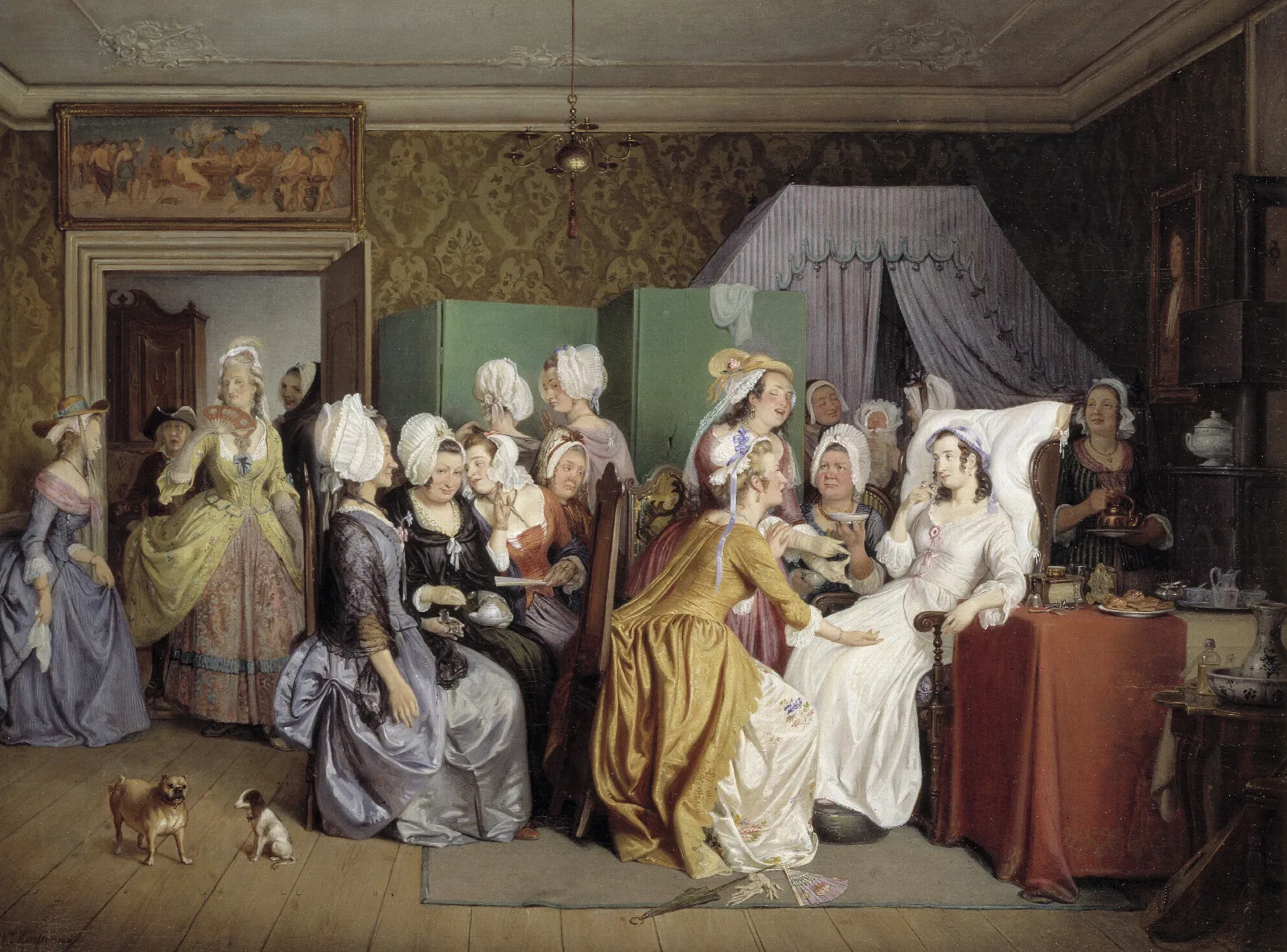 Scene From Ludwig Holbergs The Lying In Room Wall Art by Wilhelm Marstrand - Canvas Print