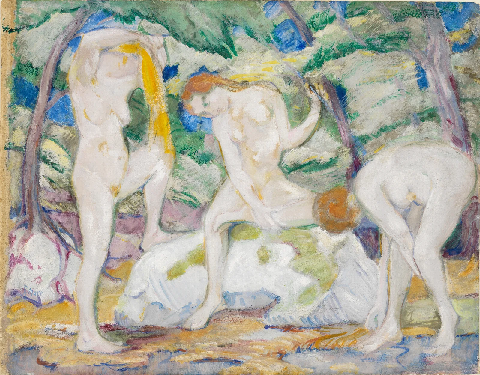 Badende Frauen 3 Wall Art by Franz Marc - Canvas Print