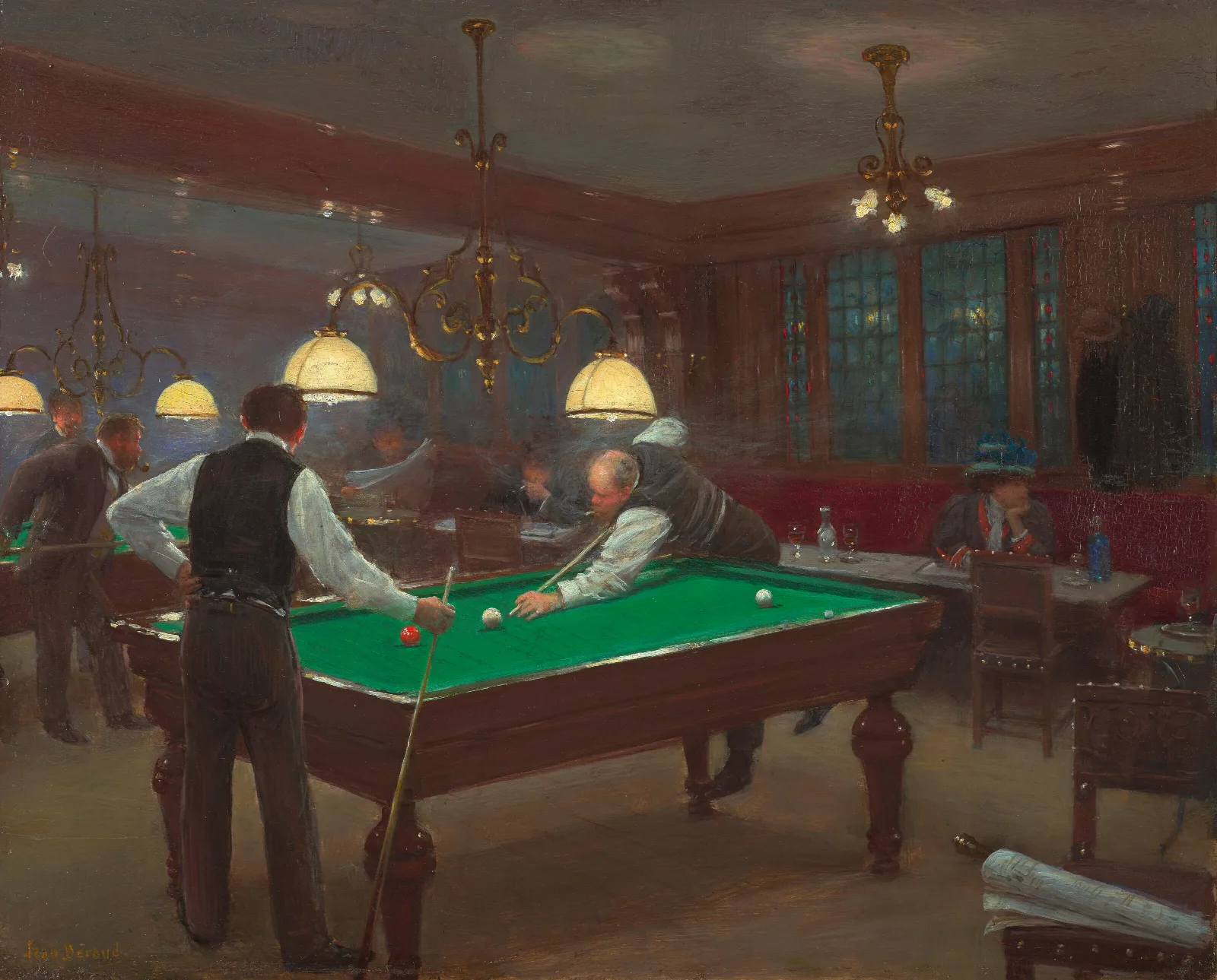 La Partie De Billiard Wall Art by Jean Béraud - Canvas Print
