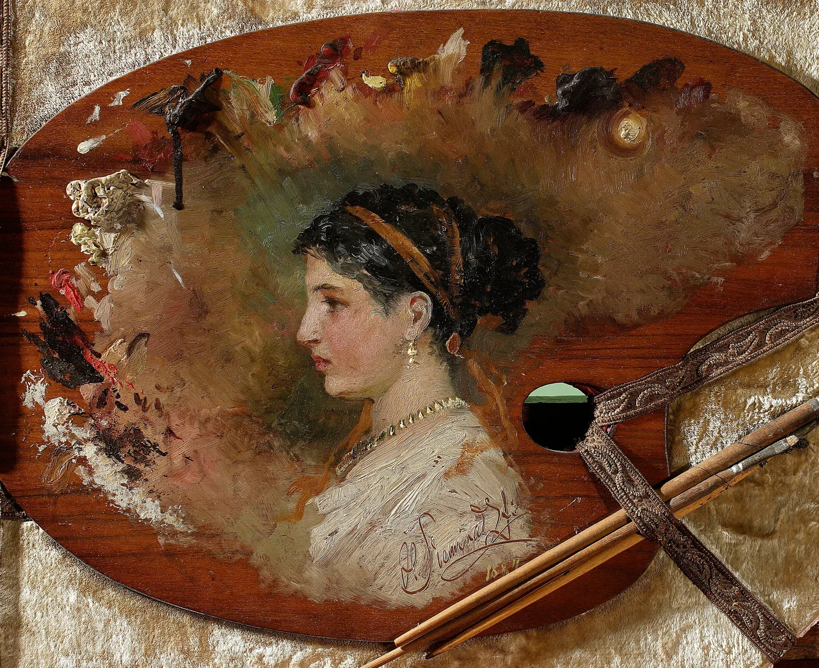 Female Portrait On The Painters Palette Wall Art by Henryk Siemiradzki - Canvas Print