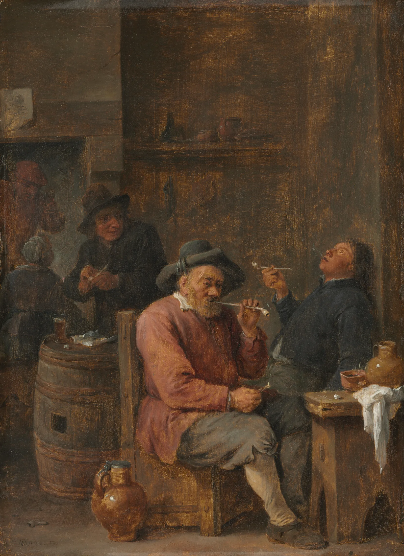 Peasants Smoking In An Inn Wall Art by David Teniers The Younger - Canvas Print