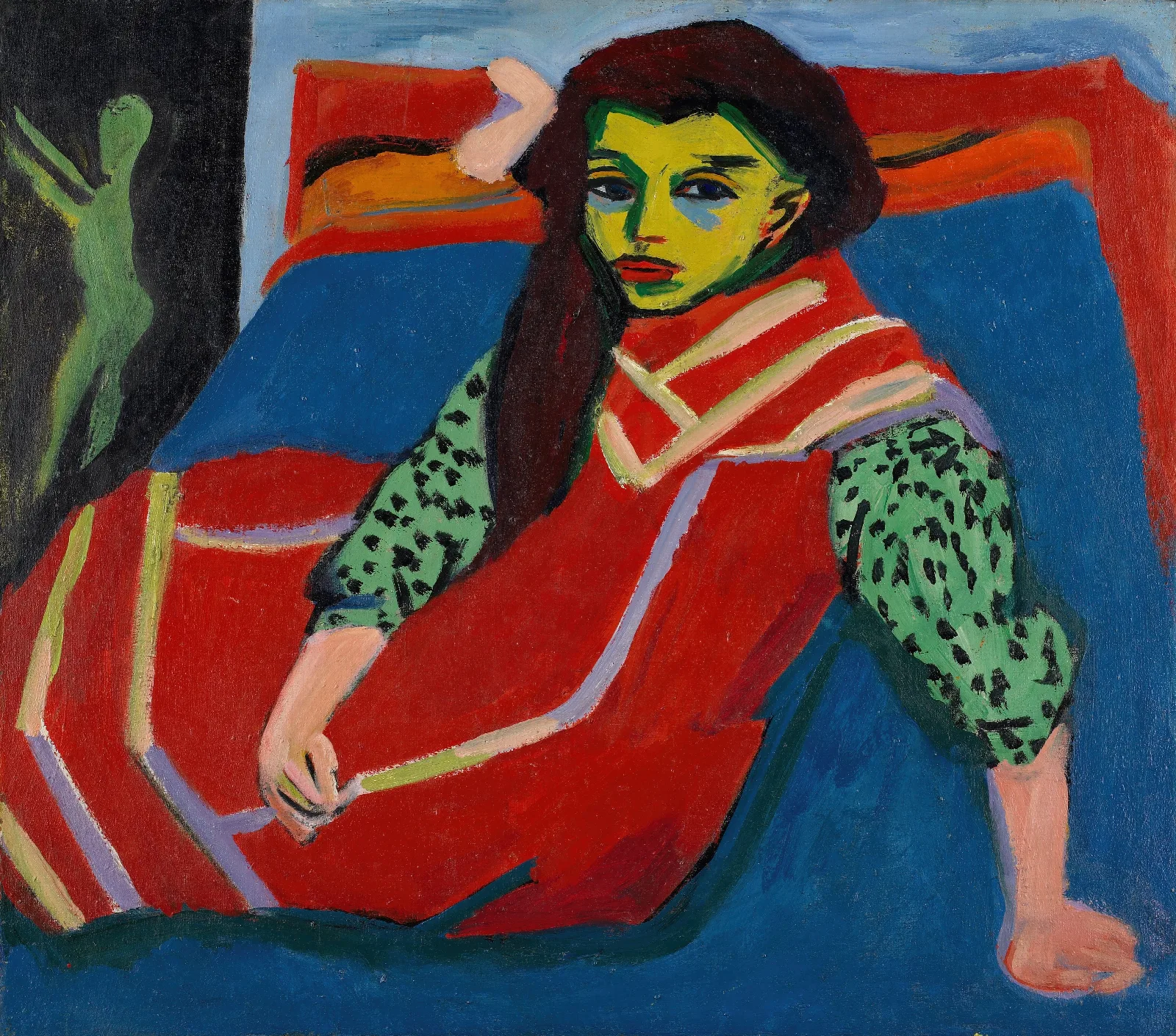 Seated Girl Franzi Fehrmann Wall Art by Ernst Ludwig Kirchner - Canvas Print