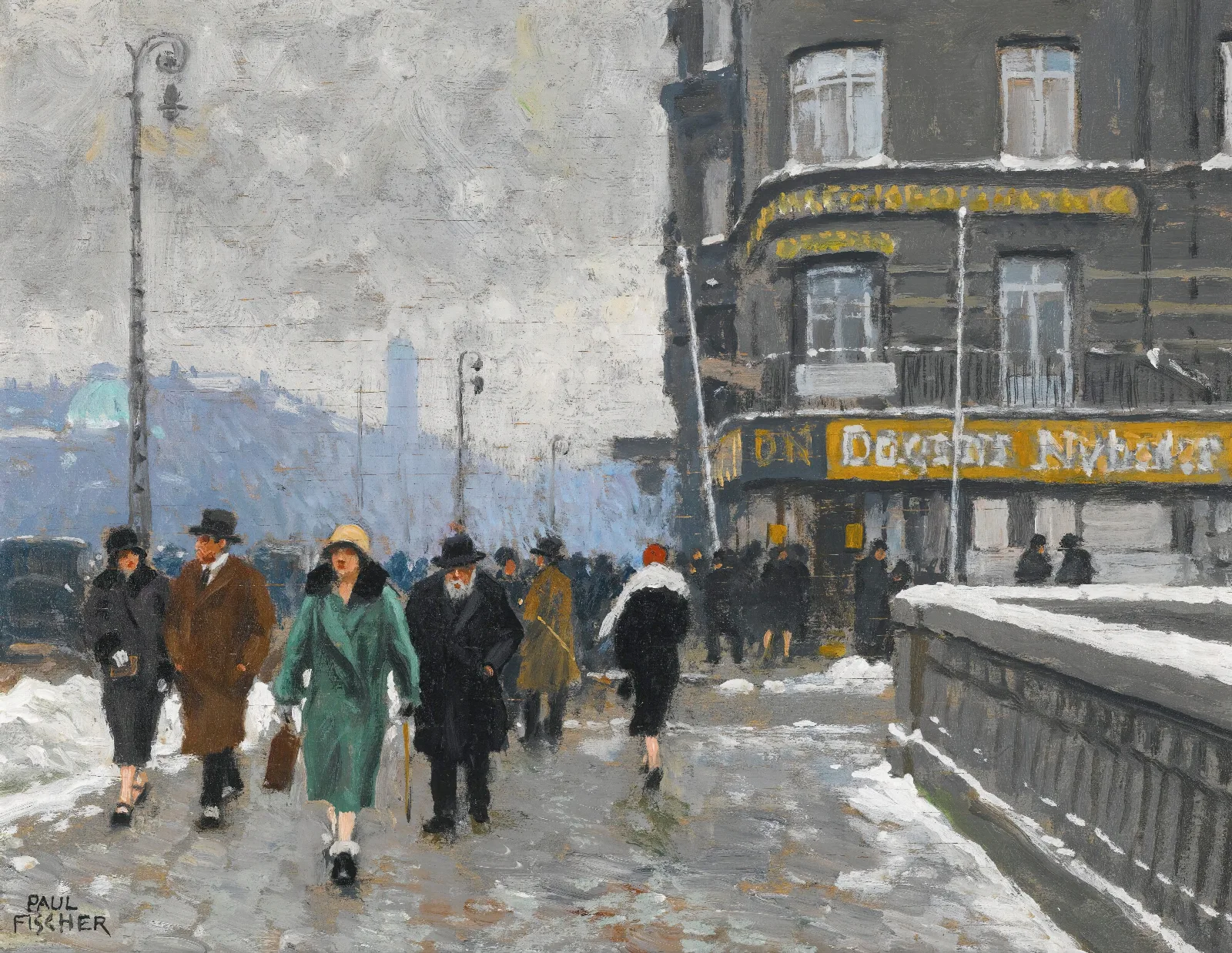 A Winter Street Wall Art by Paul Fischer - Canvas Print