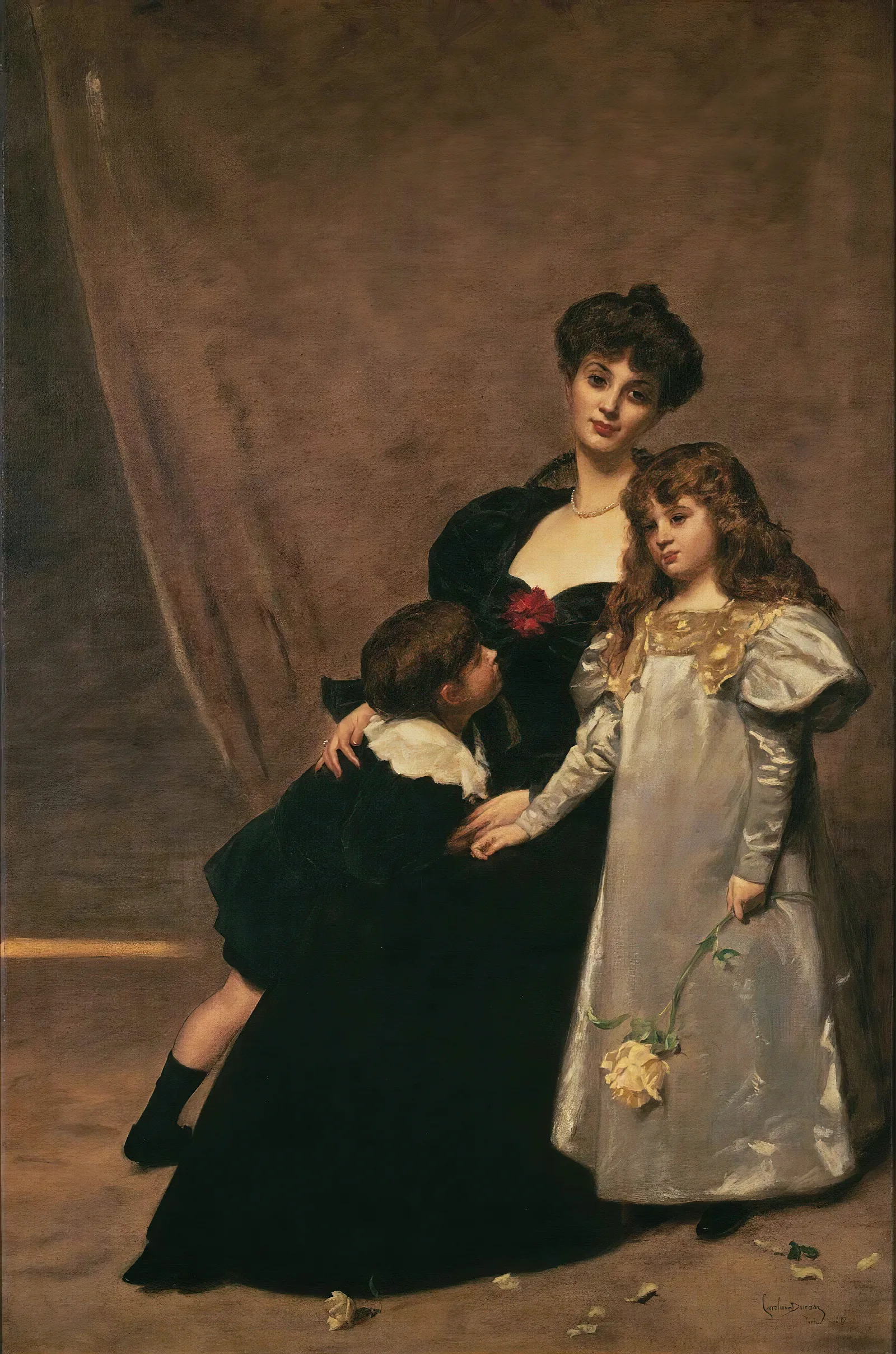 Mother And Children Madame Feydeau And Her Children Wall Art by Carolus-Duran - Canvas Print