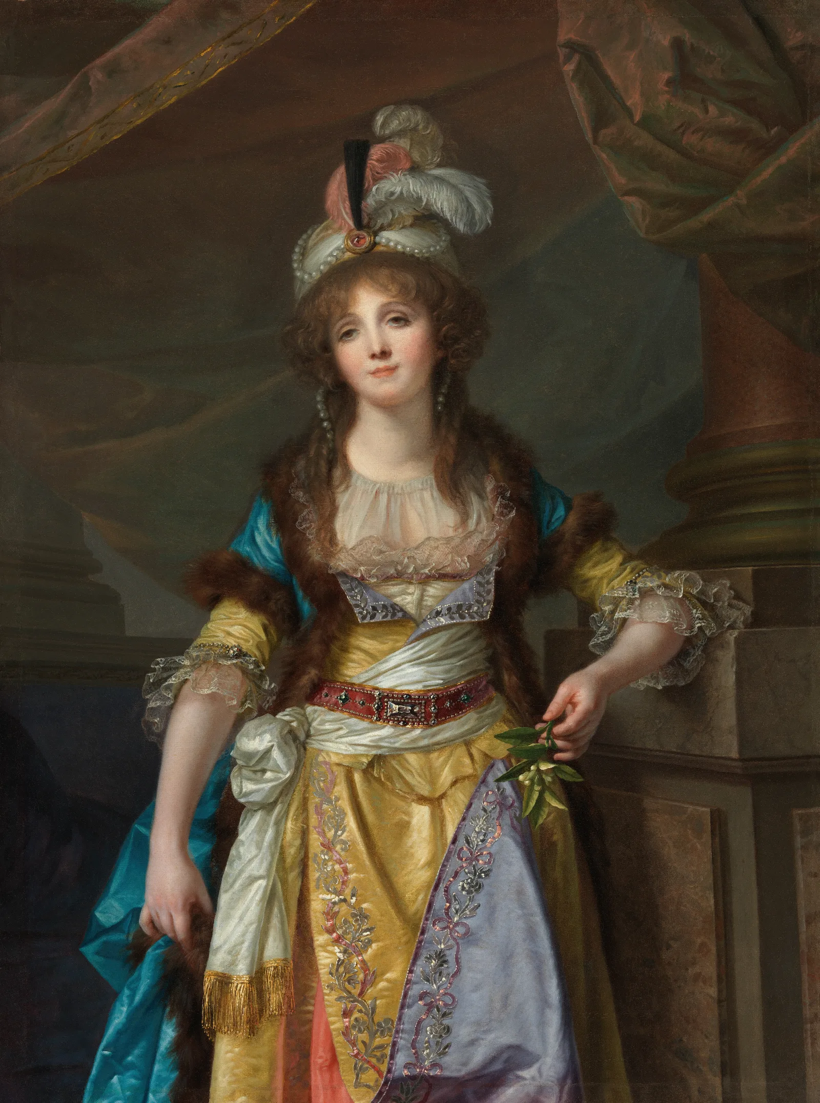 Portrait Of A Lady In Turkish Fancy Dress Wall Art by Jean-Baptiste Greuze - Canvas Print