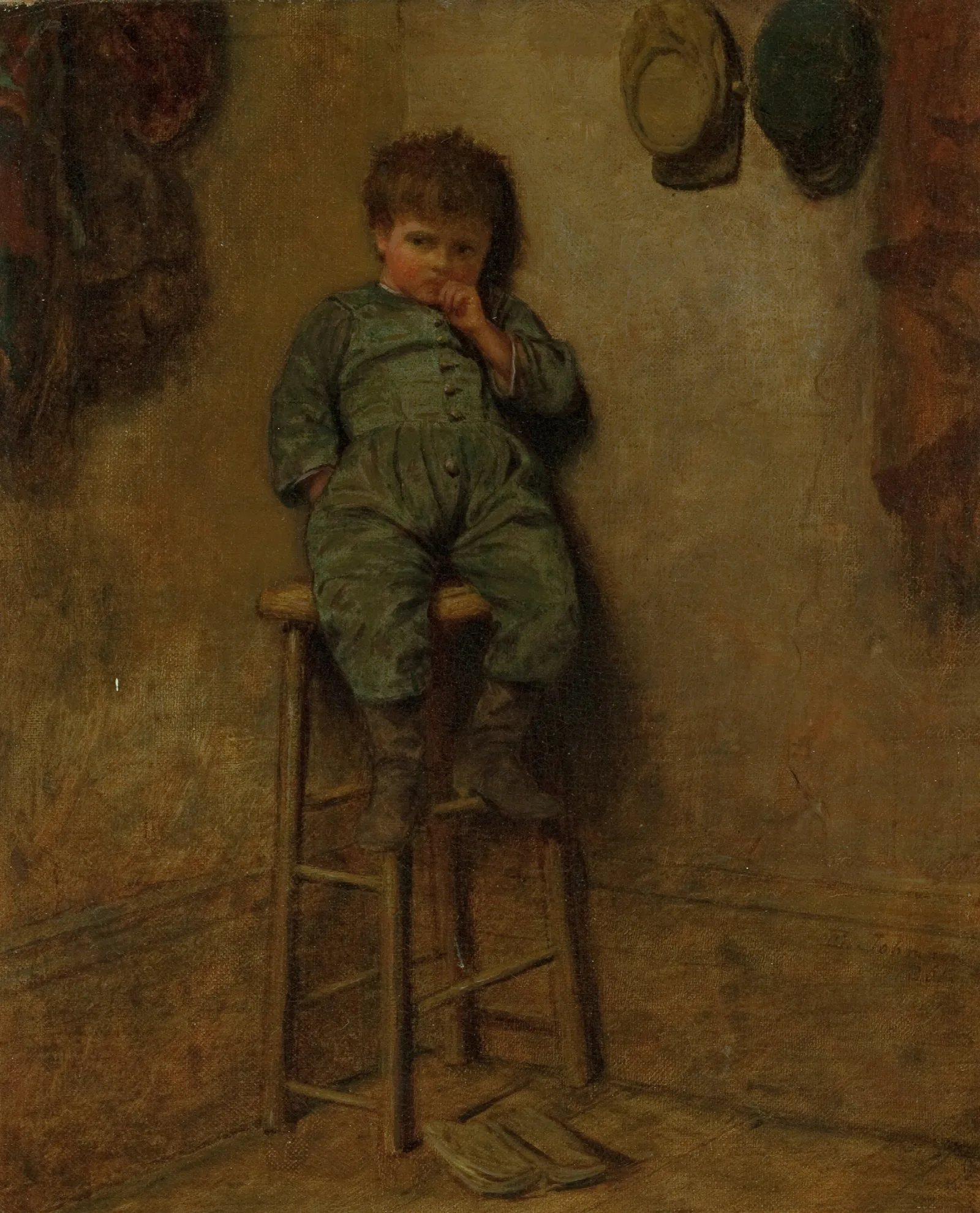 Little Boy On A Stool Wall Art by Eastman Johnson - Canvas Print