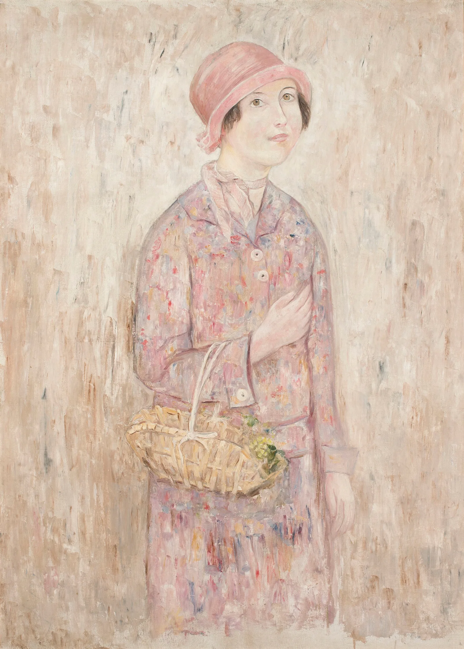 Dziewczyna W Rozowym Kapeluszu Wall Art by Tadeusz Makowski - Canvas Print