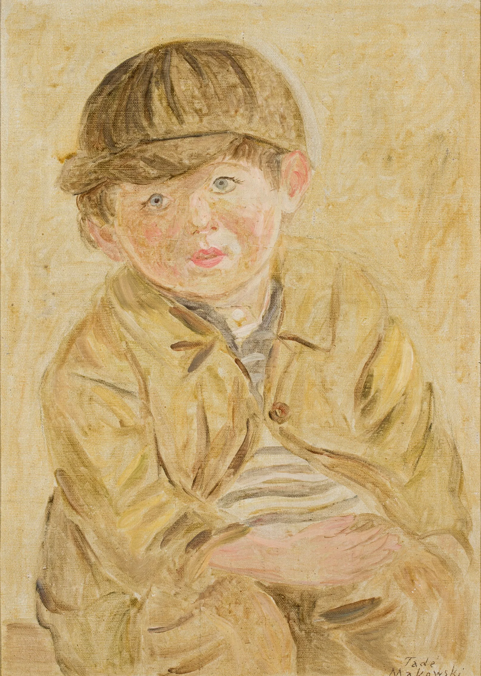 Boy In A Visored Cap Wall Art by Tadeusz Makowski - Canvas Print