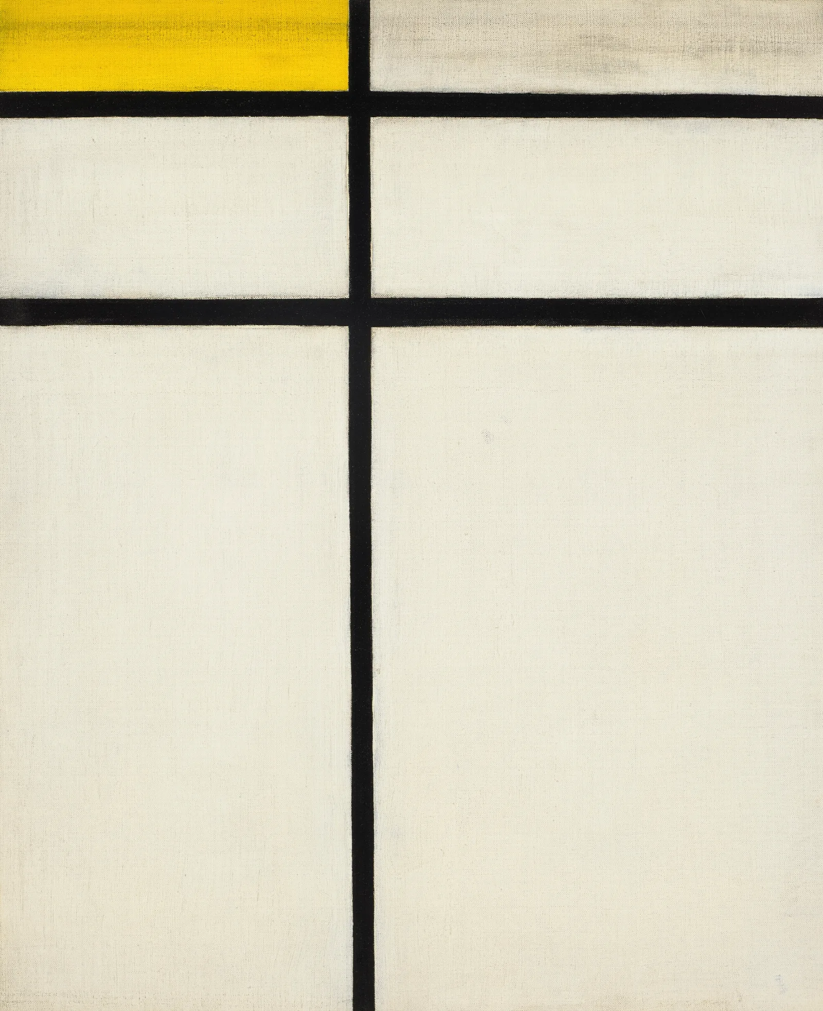 Composition With Double Line And Yellow Wall Art by Piet Mondrian - Canvas Print
