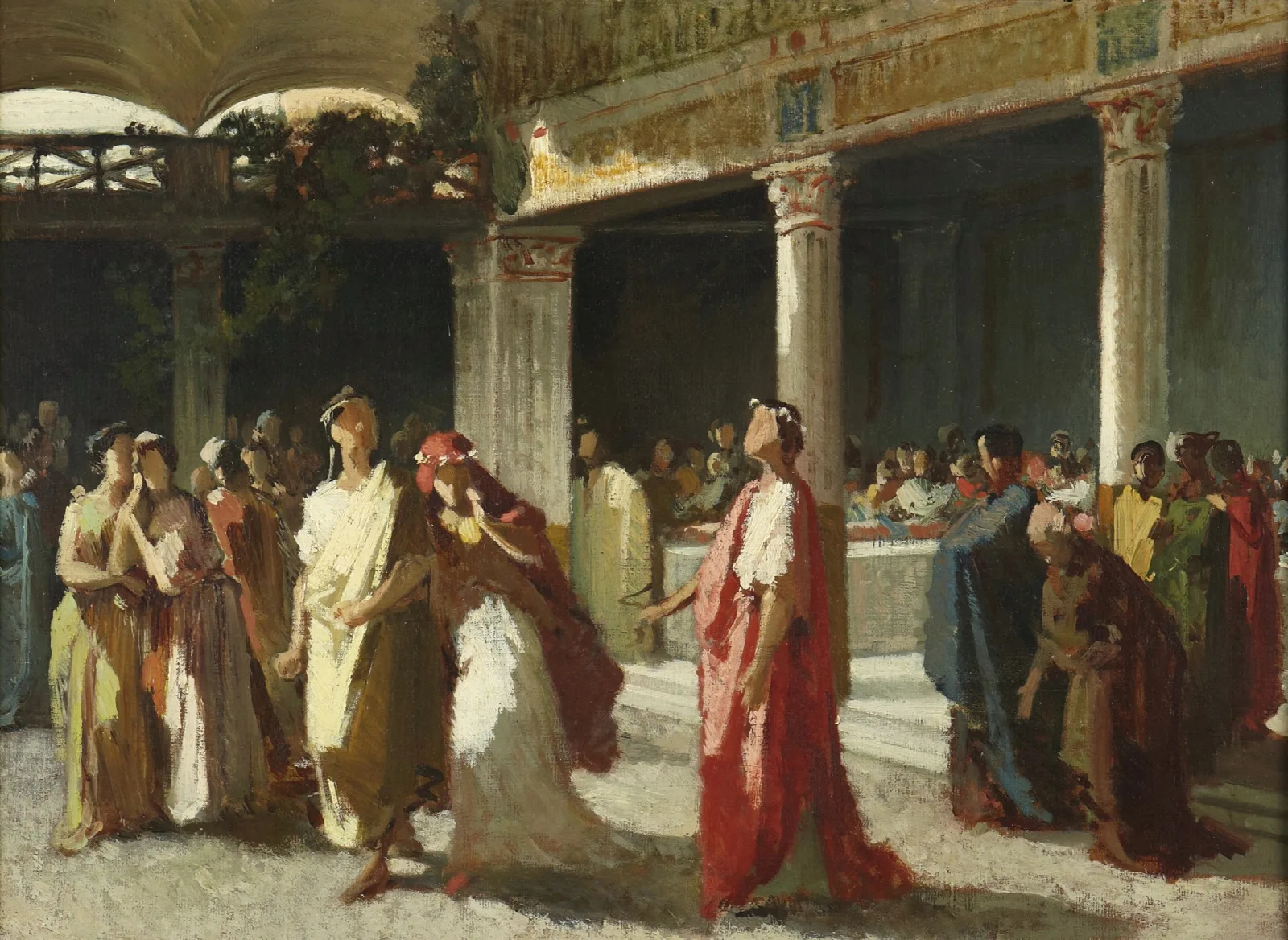 Dramatic Scene In A Court 2 Wall Art by Frederic Leighton - Canvas Print