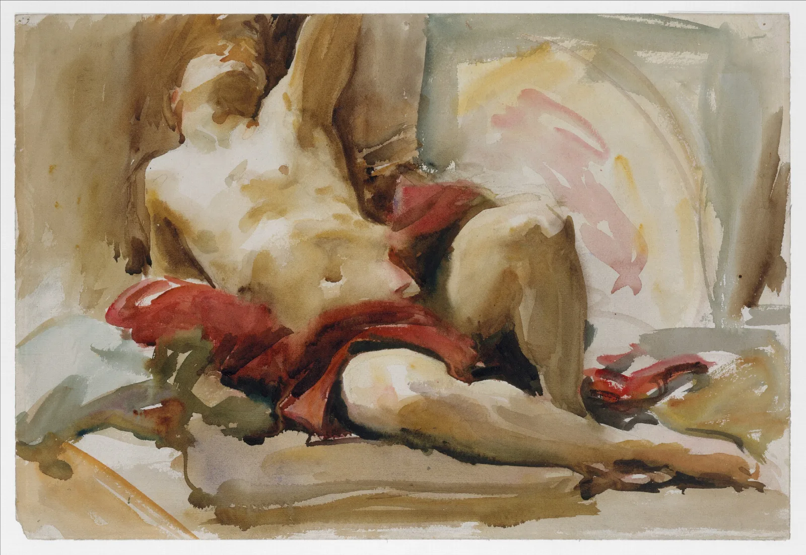 Man With Red Drapery Wall Art by John Singer Sargent - Canvas Print