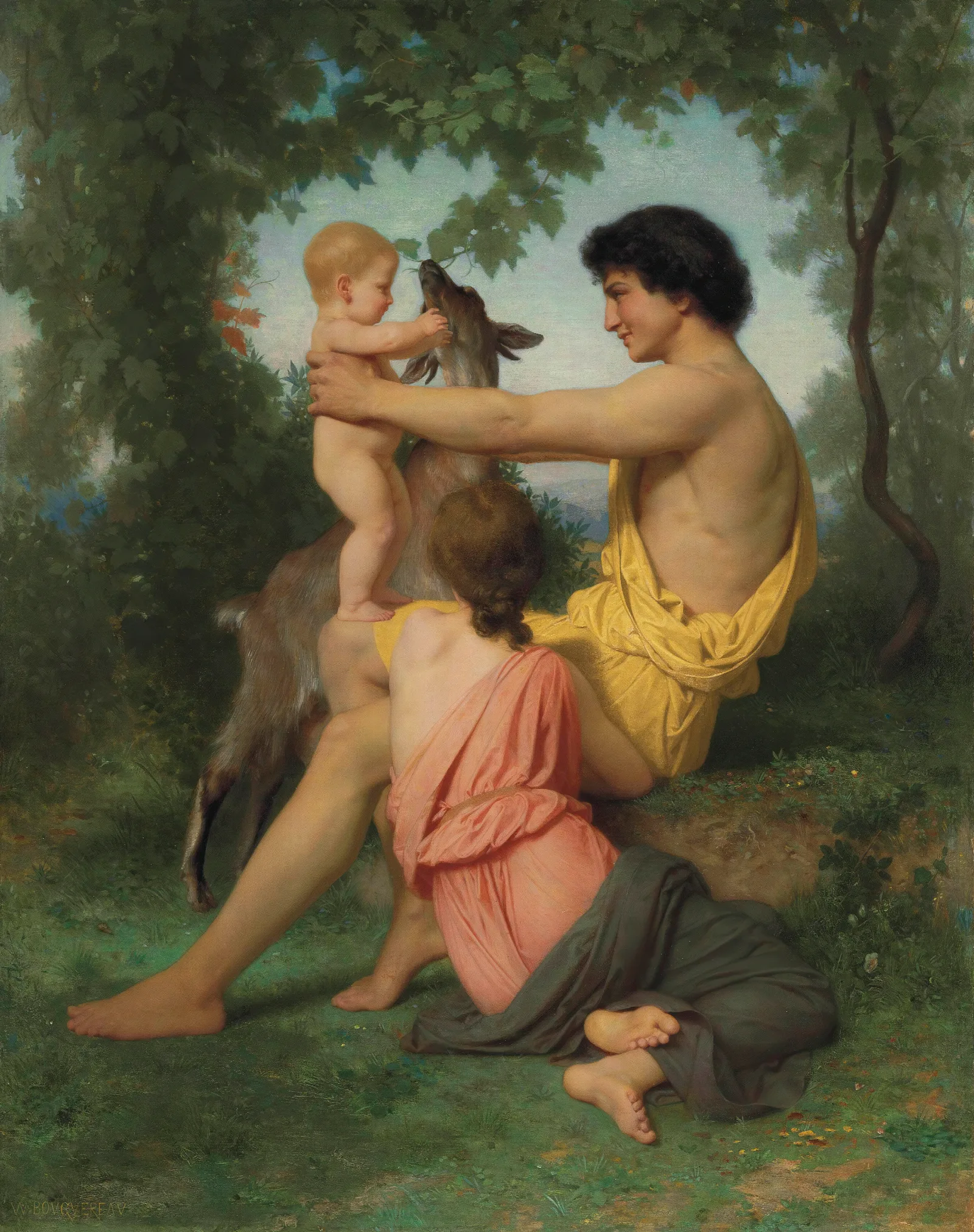 Idylle Famille Antique Wall Art by William Bouguereau - Canvas Print