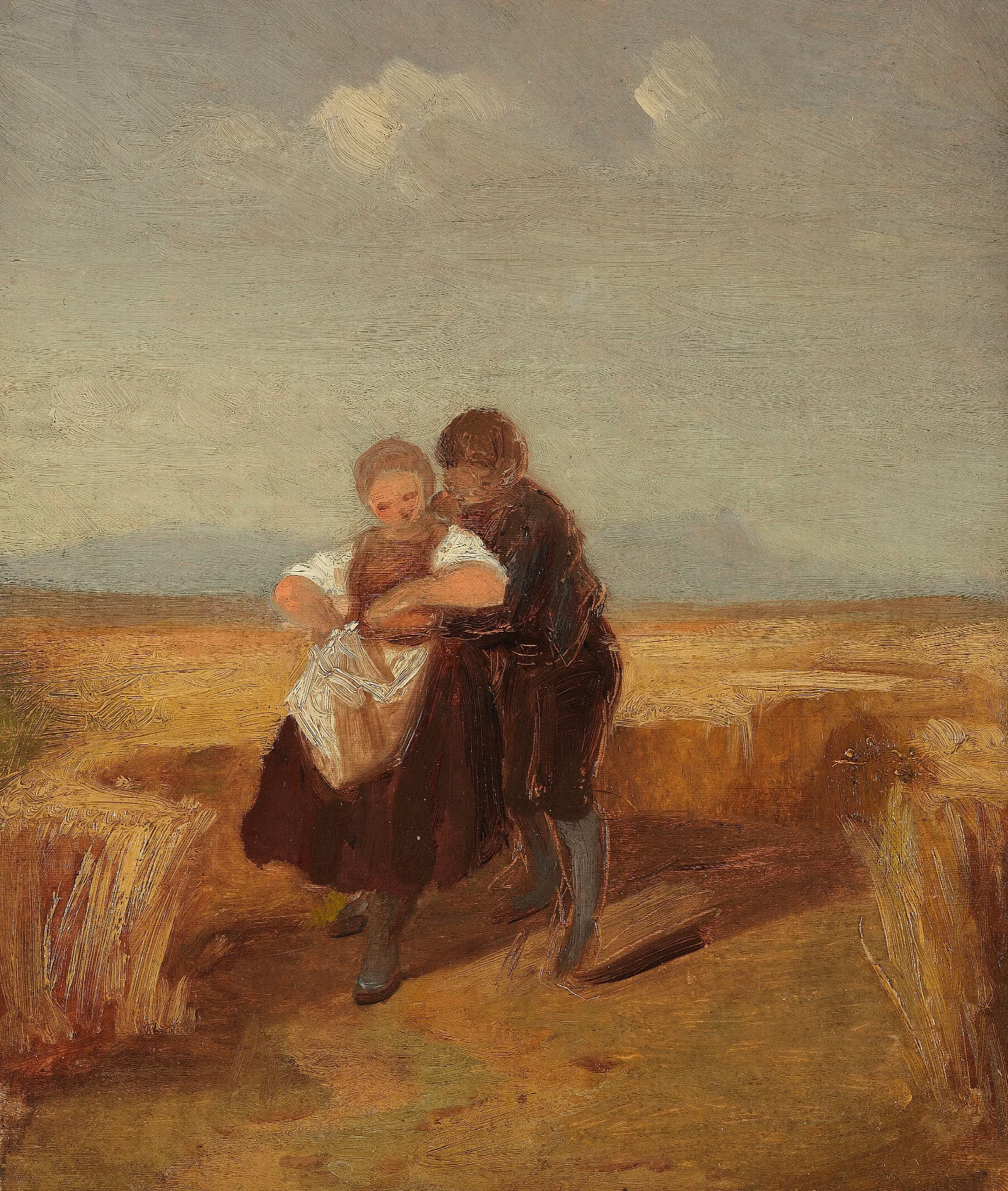 Bub Und Madchen Im Kornfeld Wall Art by Carl Spitzweg - Canvas Print