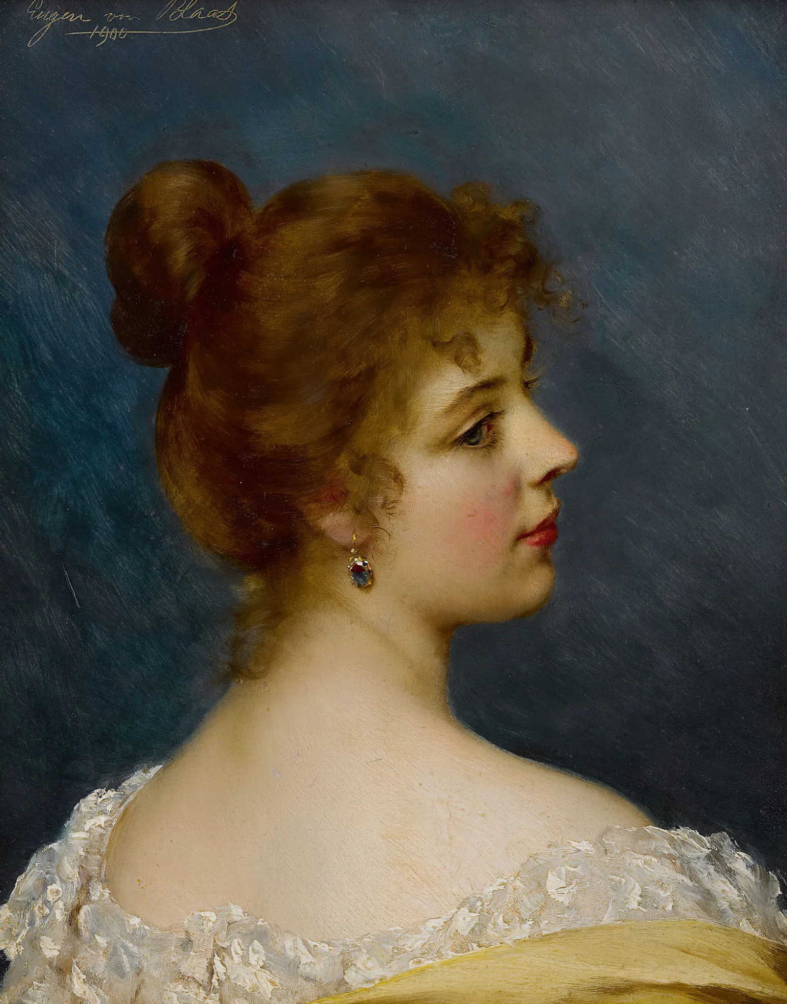 An Italian Beauty Wall Art by Eugen von Blaas - Canvas Print