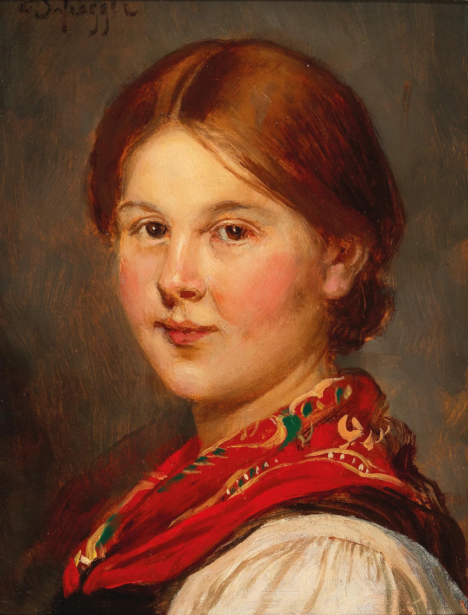 Tyrolean Girl Wall Art by Franz von Defregger - Canvas Print